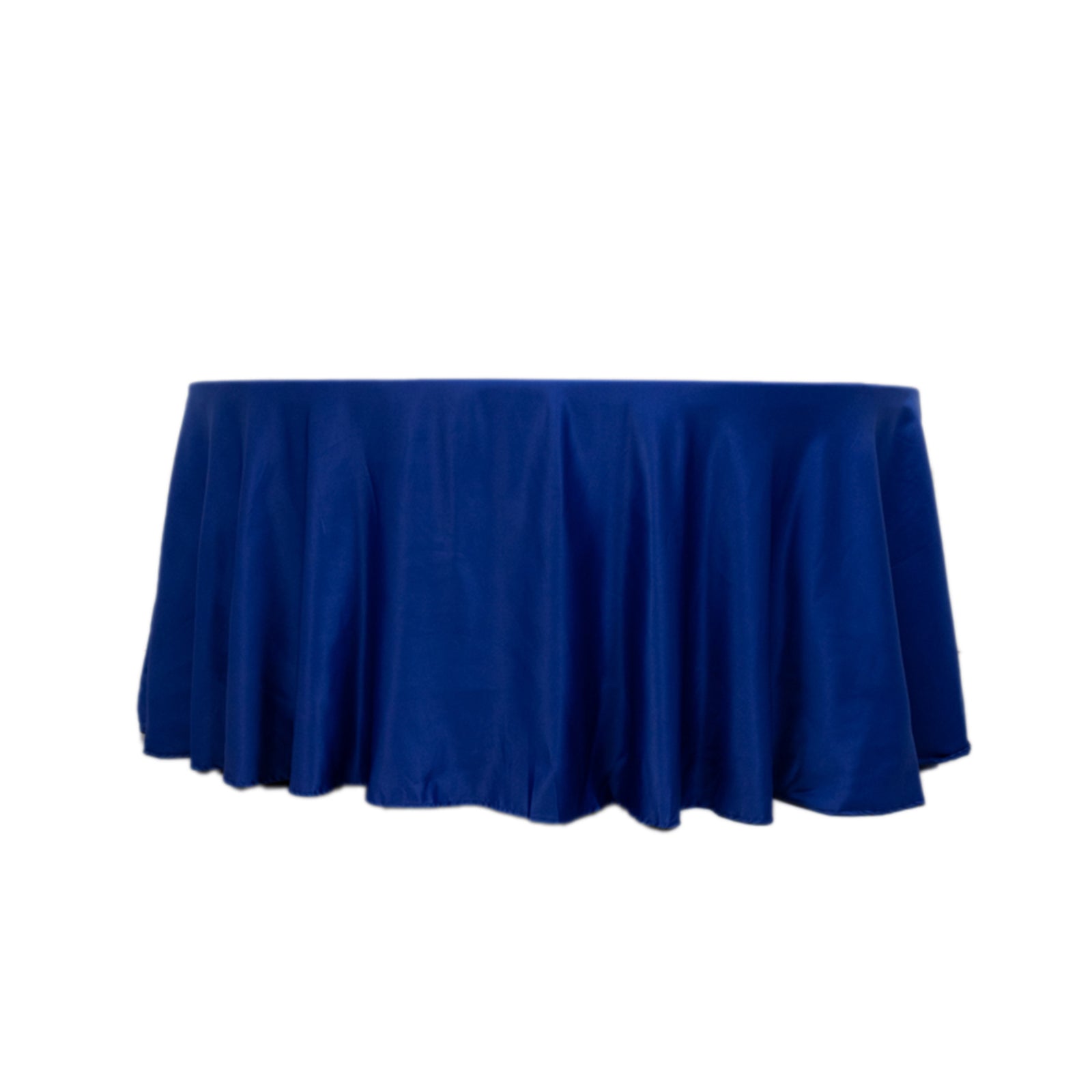 Lamour Satin 120" Round Tablecloth Royal Blue - Seamless Table Cover with Soft Tempered Sheen