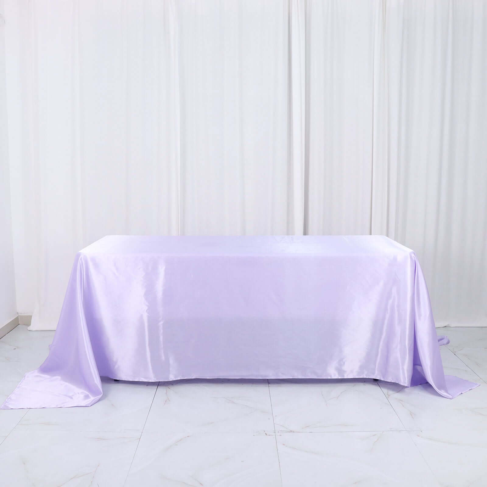 Satin Rectangular 90"x132" Tablecloth Lavender Lilac Satin - Seamless Table Cover