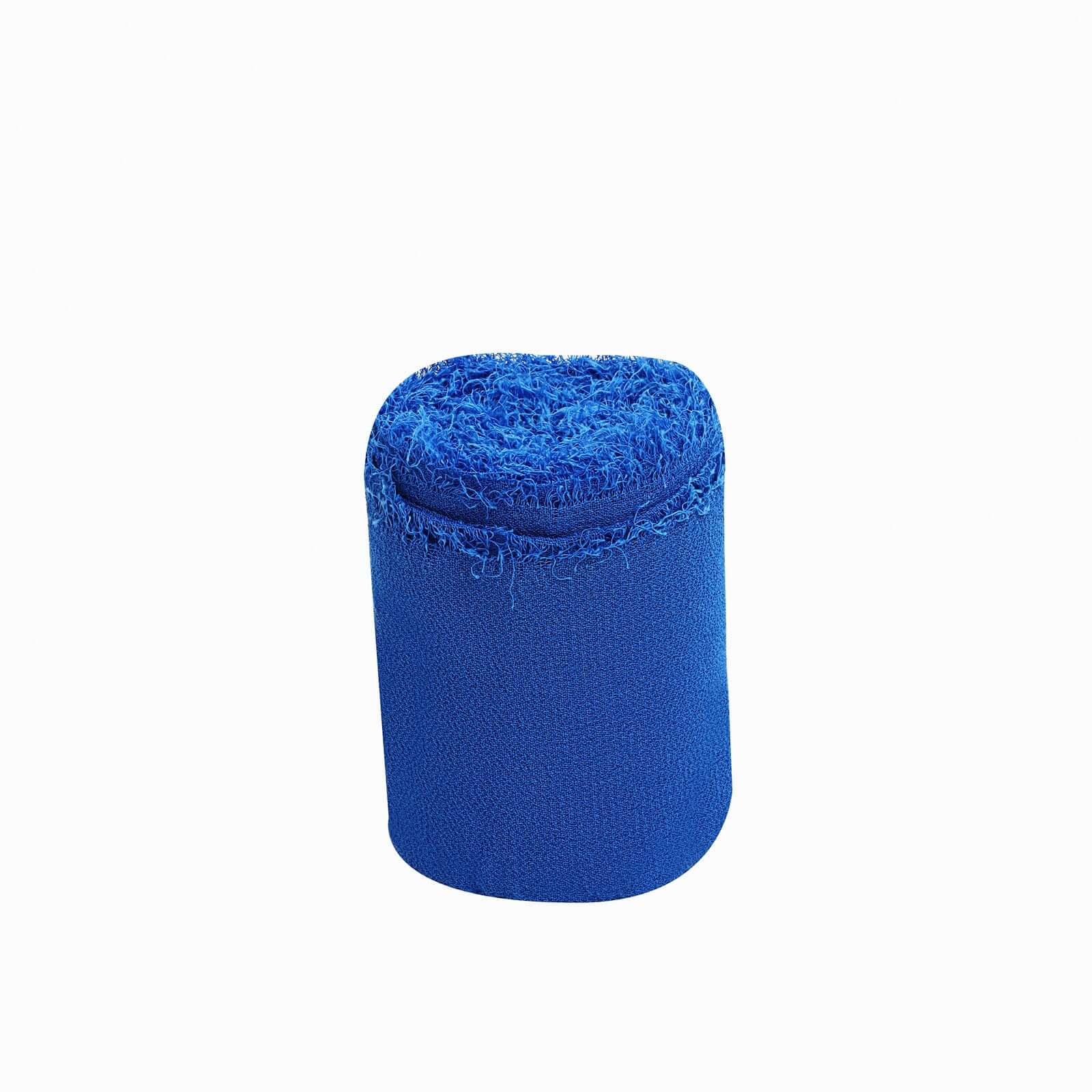 2 Pack 6yd Royal Blue Silk-Like Chiffon Linen Ribbon Roll For Bouquets, Wedding Invitations Gift Wrapping