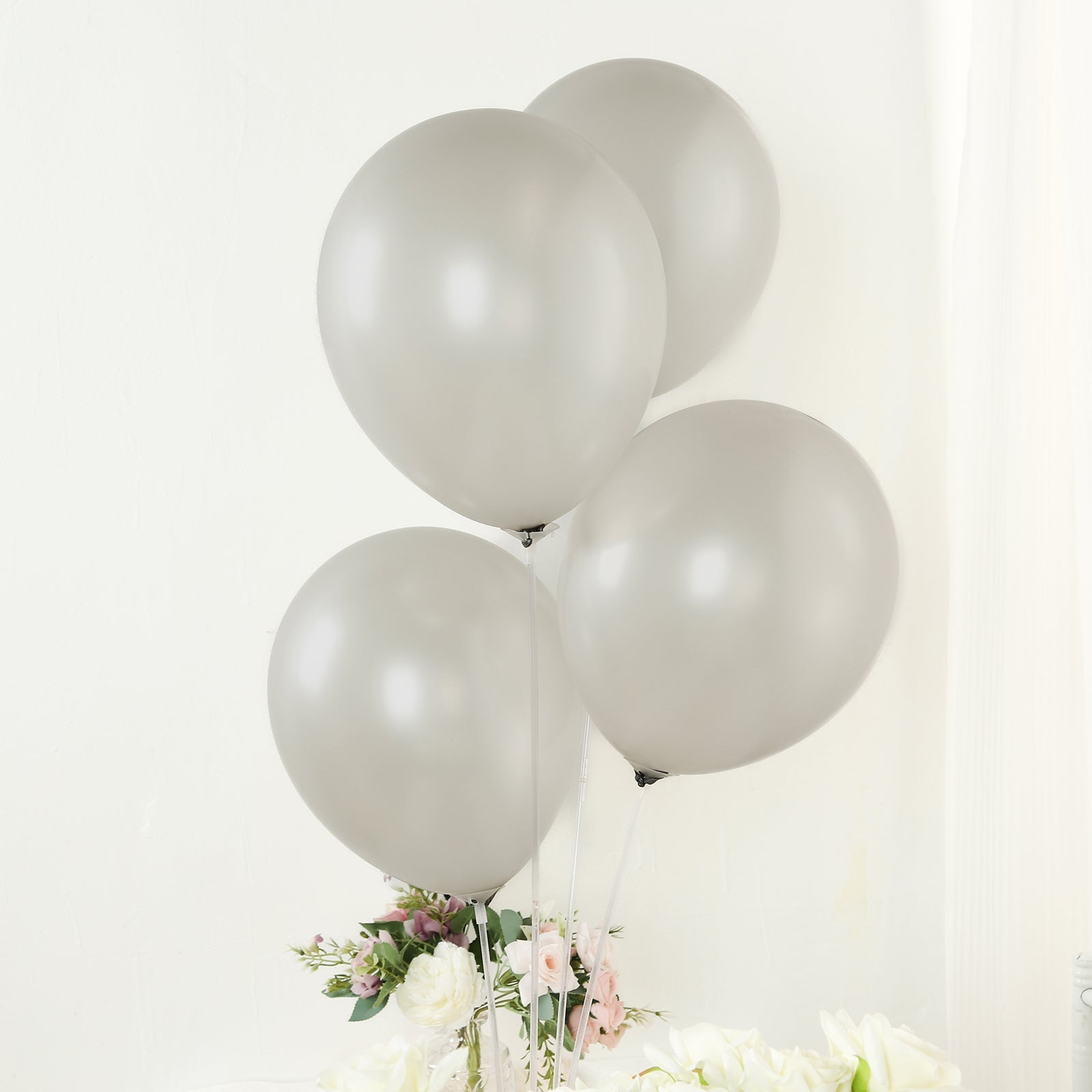 50 Pack Silver Biodegradable Balloons, 12" Thickened Extra Strong Eco-friendly Latex Helium Party Balloons