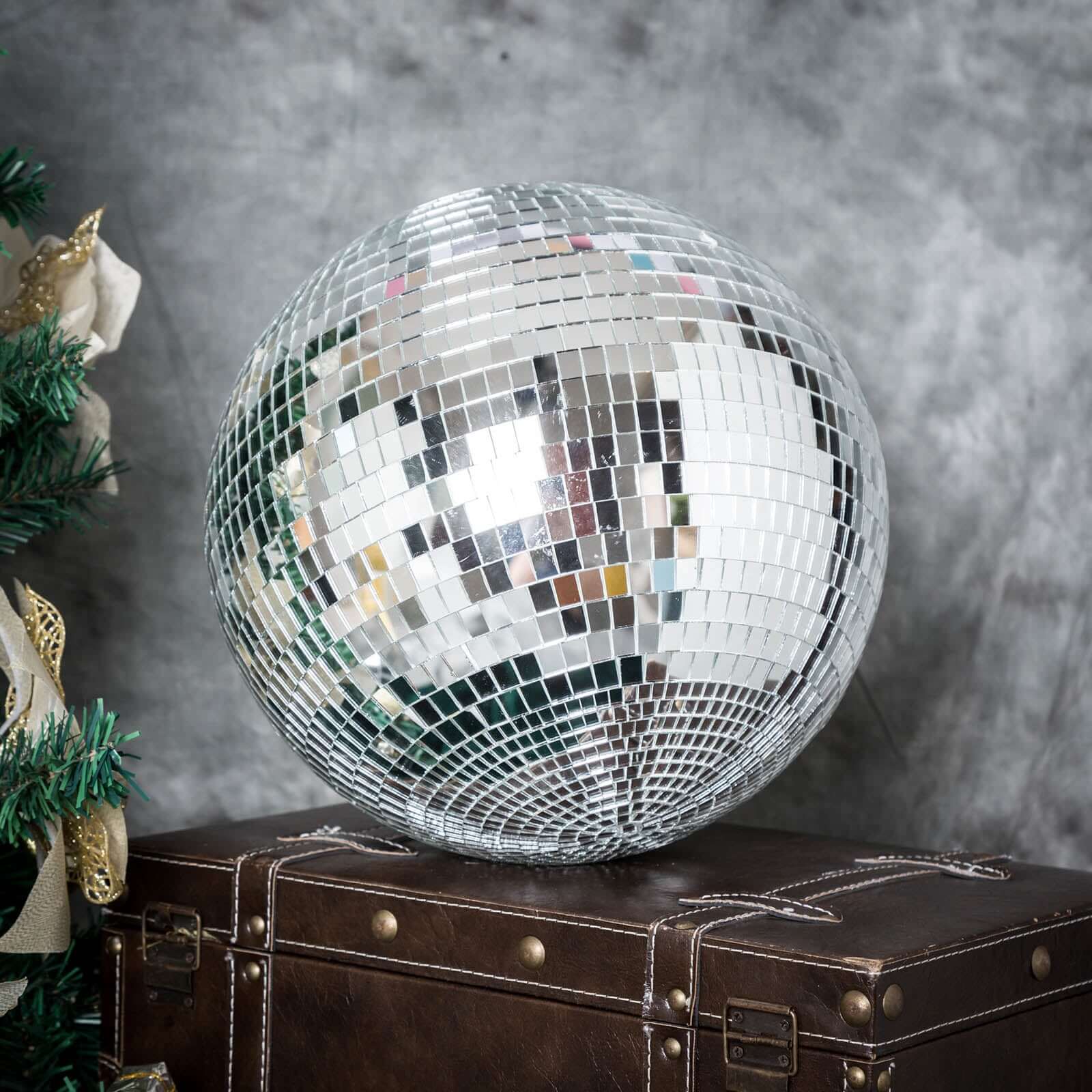 2 Pack 12" Large Silver Foam Disco Mirror Ball With Hanging Swivel Ring, Holiday Party Decor