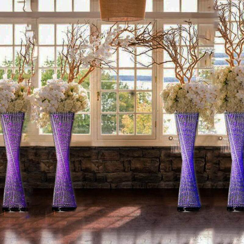 2ft Color Changing LED Spiral Metal Tower Columns LED Lamp, Night Light Wedding Centerpiece