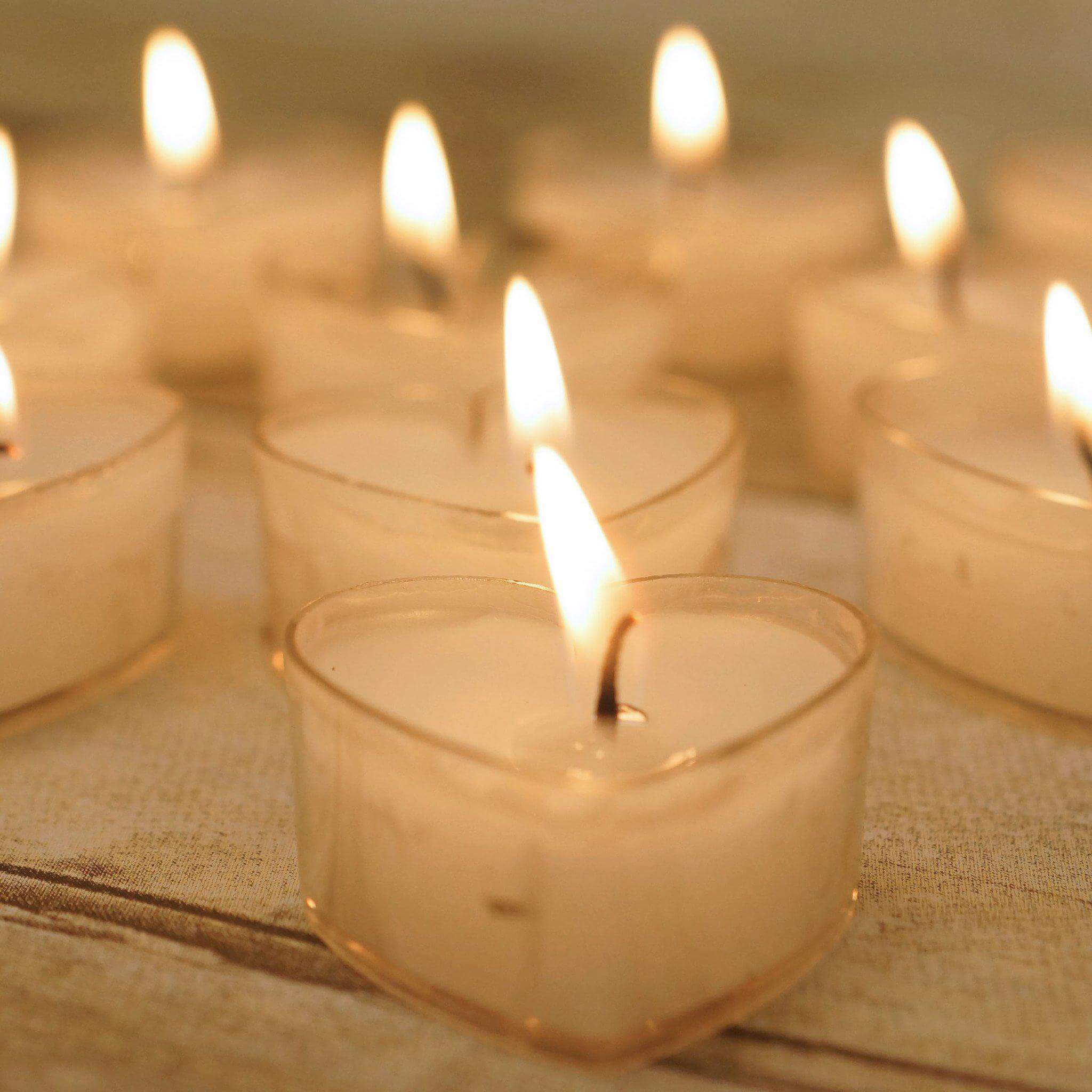 12-Pack Tealight Candles Heart Shaped Design White - Valentines Decor for Romantic Settings Mini