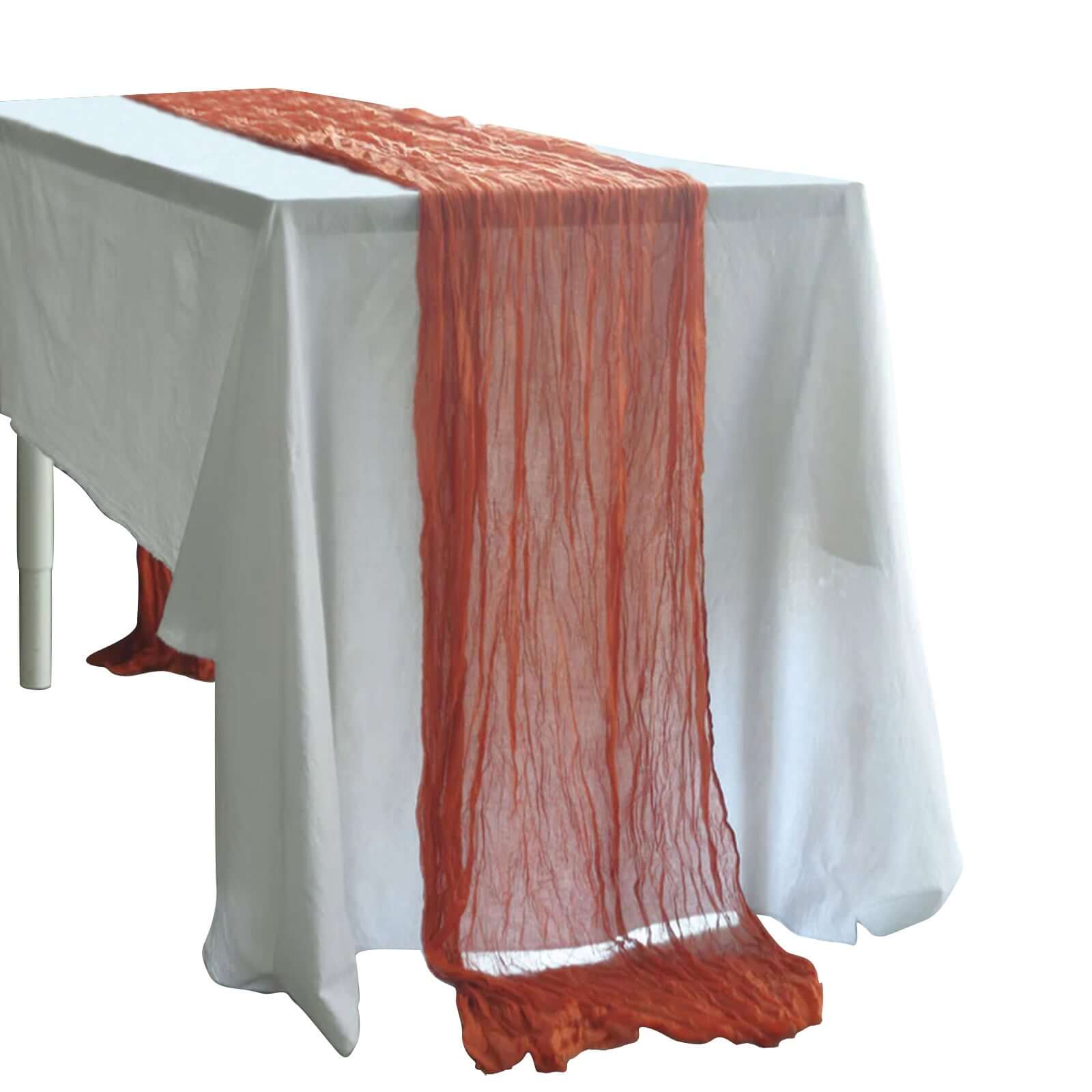 Gauze Cheesecloth 10ft Table Runner Terracotta (Rust) - Rustic Boho Style