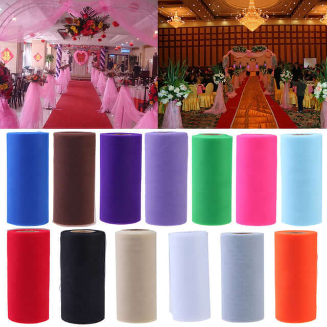 9"x100 Yards Pink Tulle Fabric Bolt, Sheer Fabric Spool Roll For Crafts