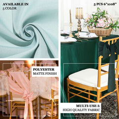 5 Pack Polyester Chair Sashes Turquoise 6"x108"