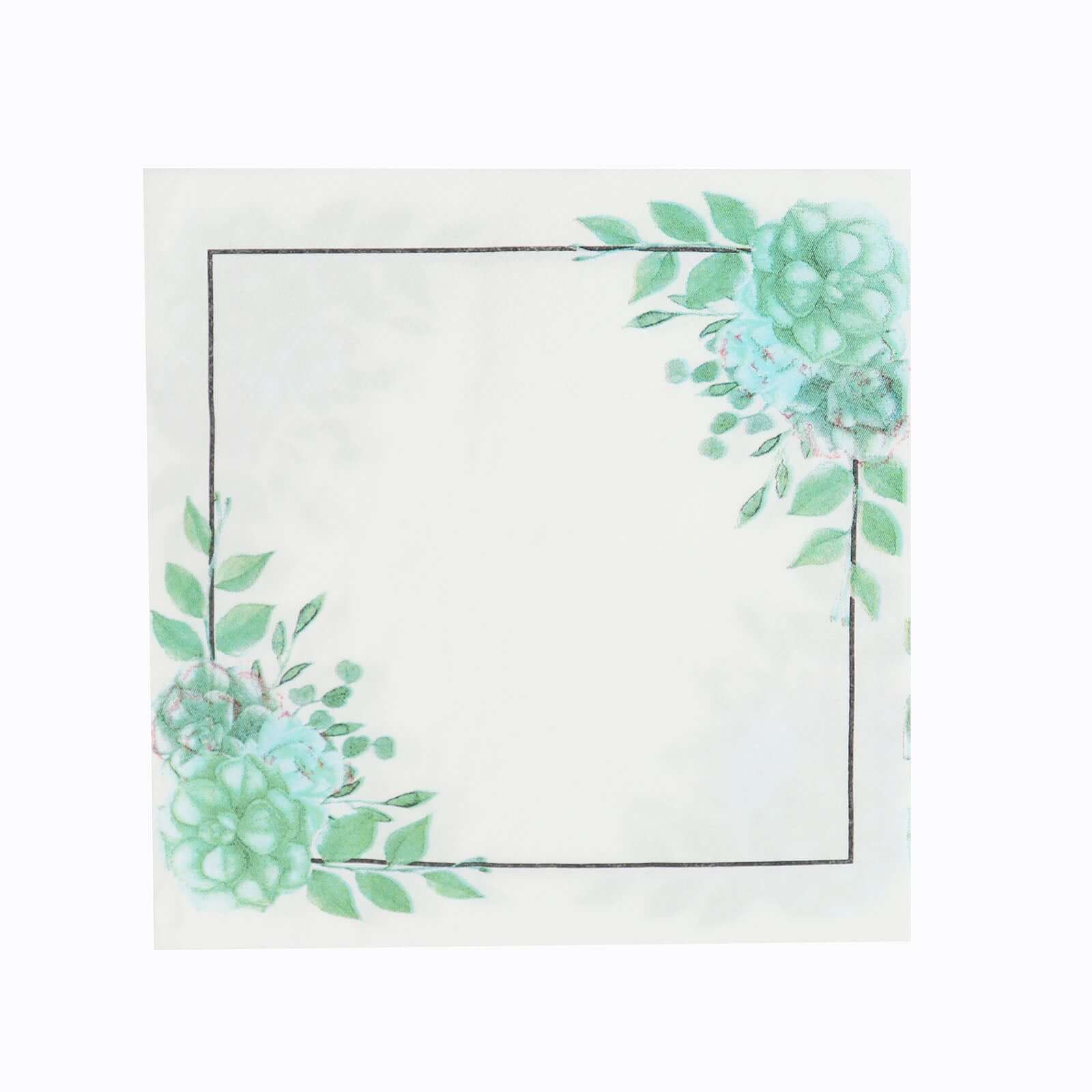 20-Pack Paper Dinner Napkins with Floral Design White/Green - Disposable 2 Ply Beverage Napkins 13"x13"