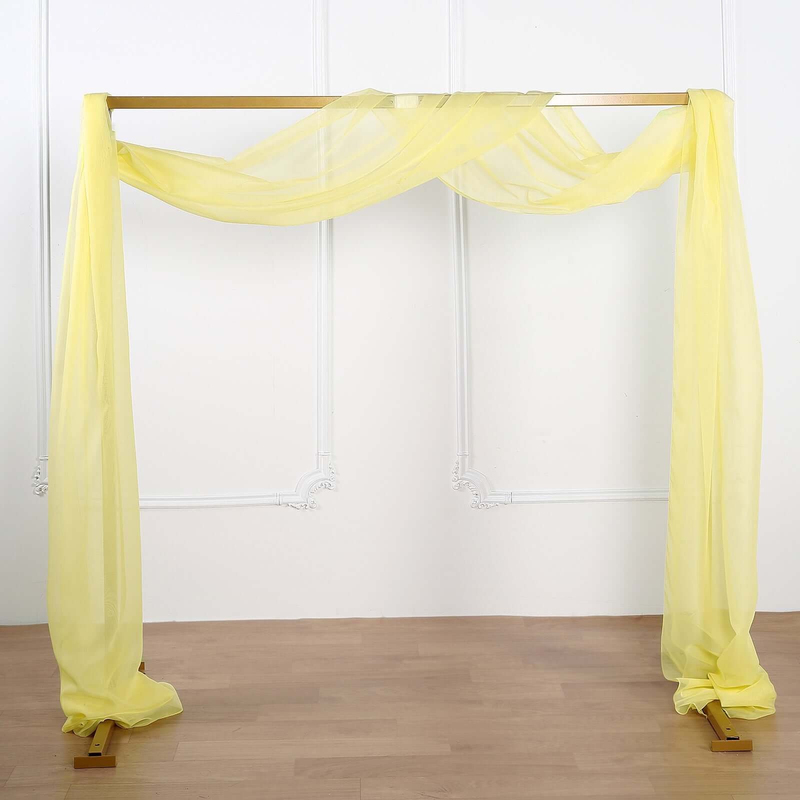 18ft Yellow Sheer Organza Wedding Arch Drapery Fabric, Window Scarf Valance