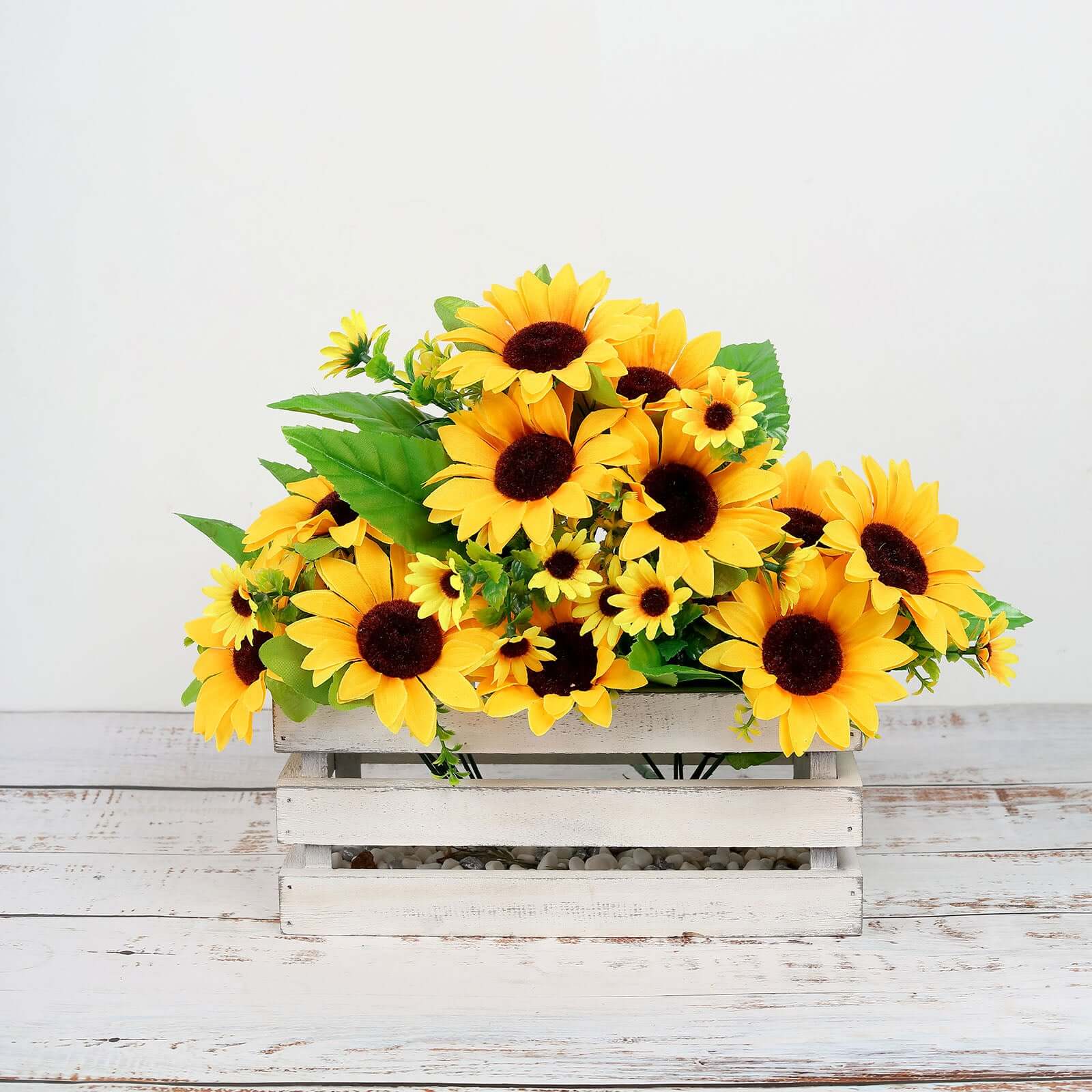 2 Bouquets 13" Yellow Artificial Silk Sunflower Flower Bushes