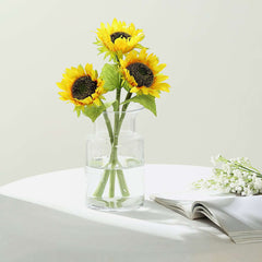 3 Stems 17" Yellow Artificial Silk Sunflower Flower Bouquet Branches