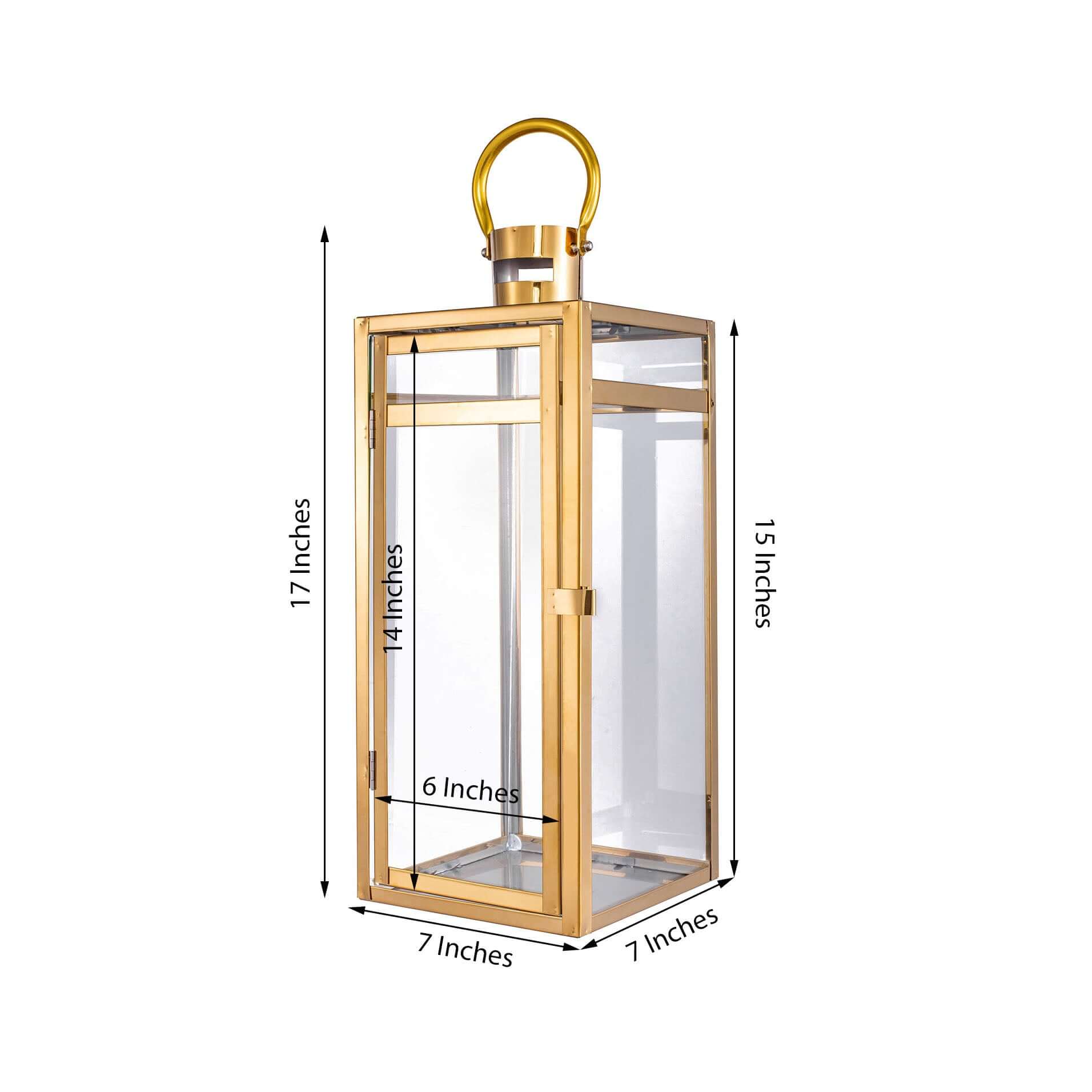 Stainless Steel Candle Lantern Vintage Top Design Gold - Outdoor Metal Patio Lantern Centerpiece 17"