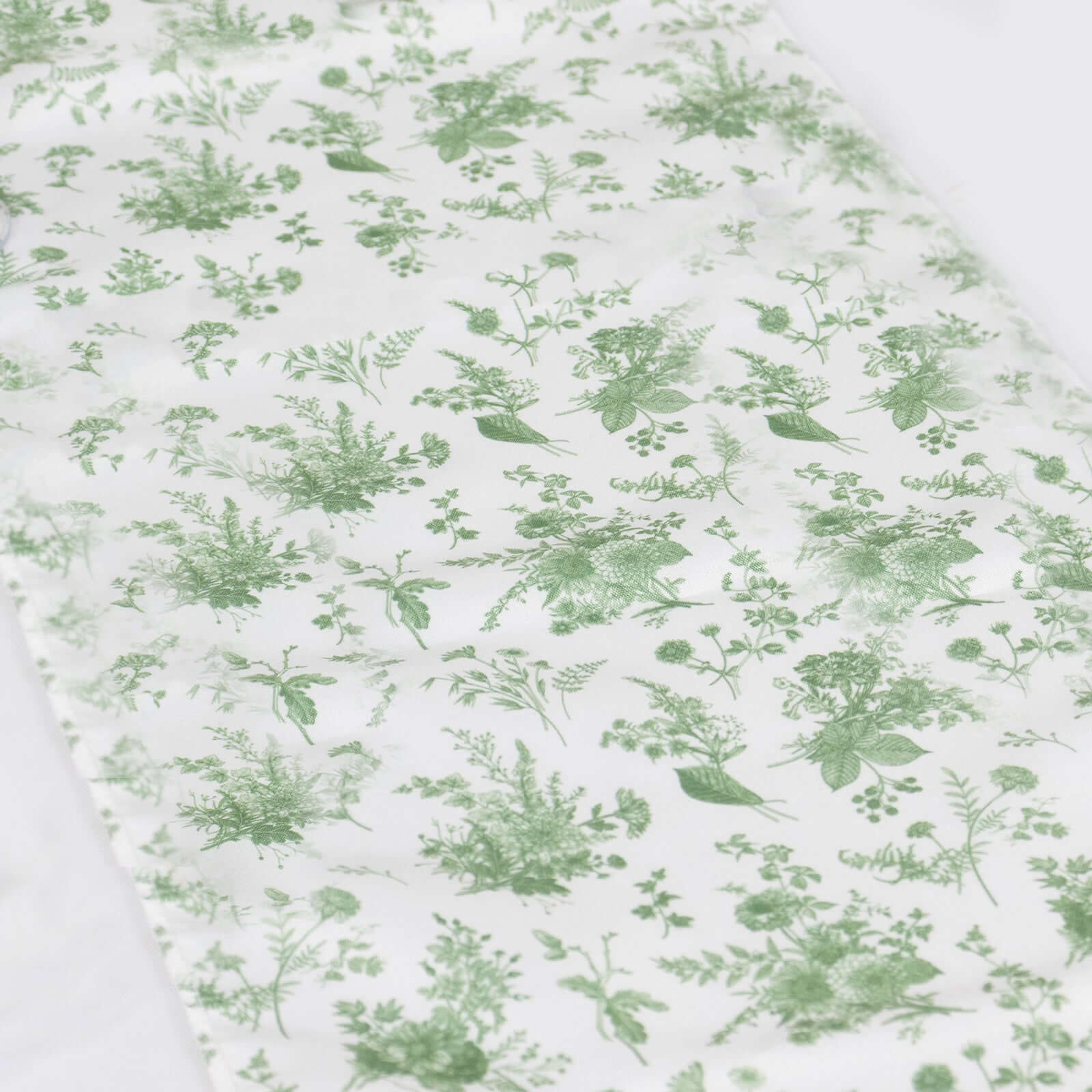 Polyester 12"x108" Table Runner Dusty Sage Green French Toile Floral Print - Upscale Dining Table Decor