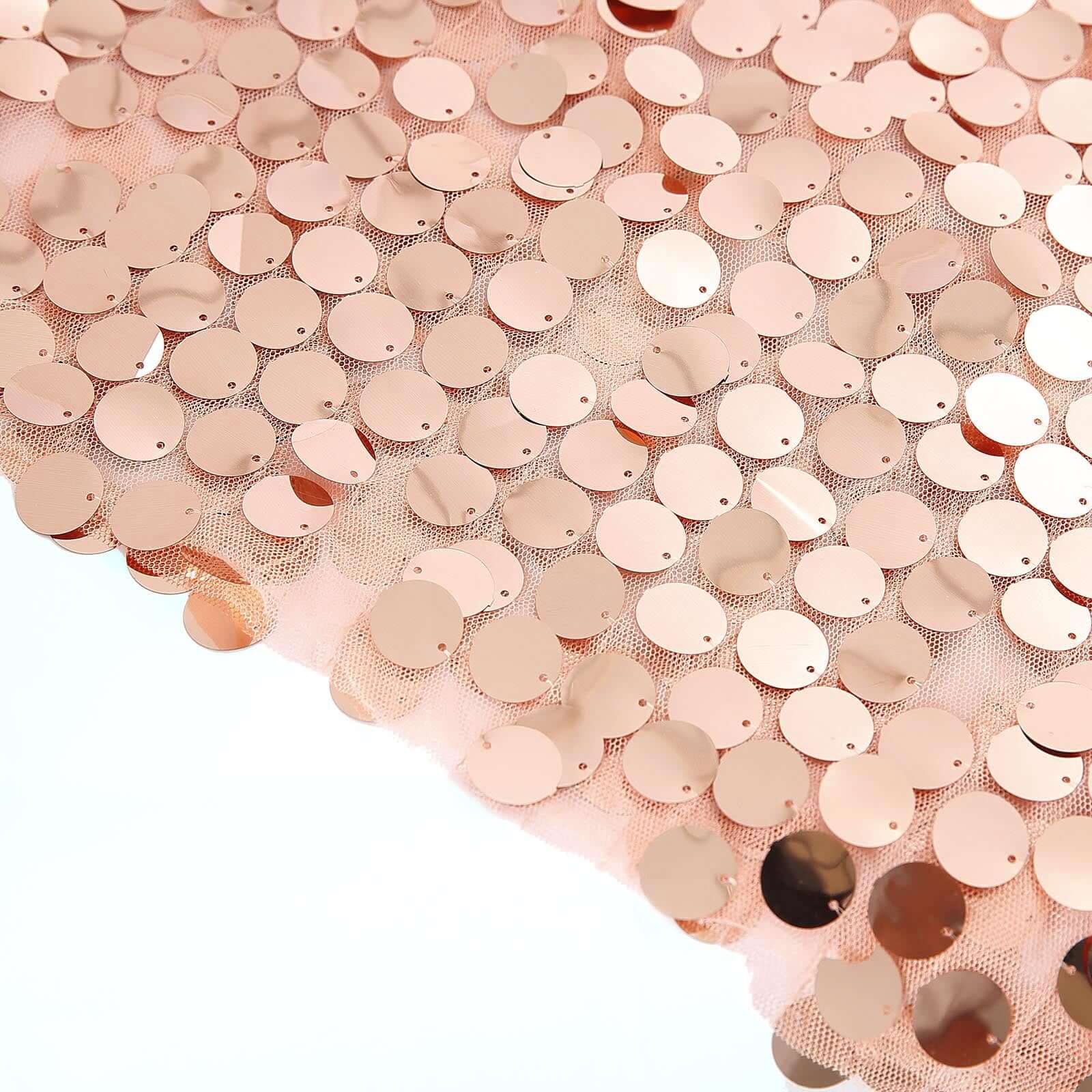 5 Pack Big Payette Sequin 13"x10" Chair Sash Bands Blush - Stylish Glittering Decor for Weddings & Gatherings