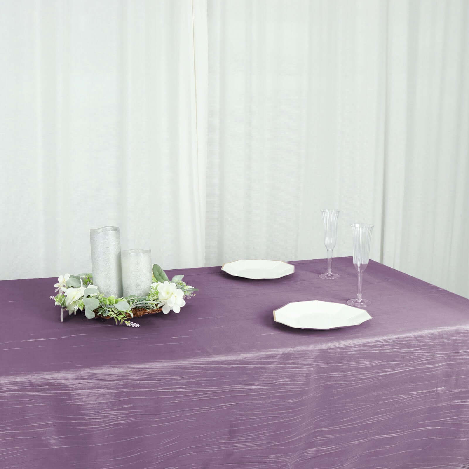 Taffeta 60"x102" Rectangle Tablecloth Violet Amethyst - Accordion Crinkle Table Cover