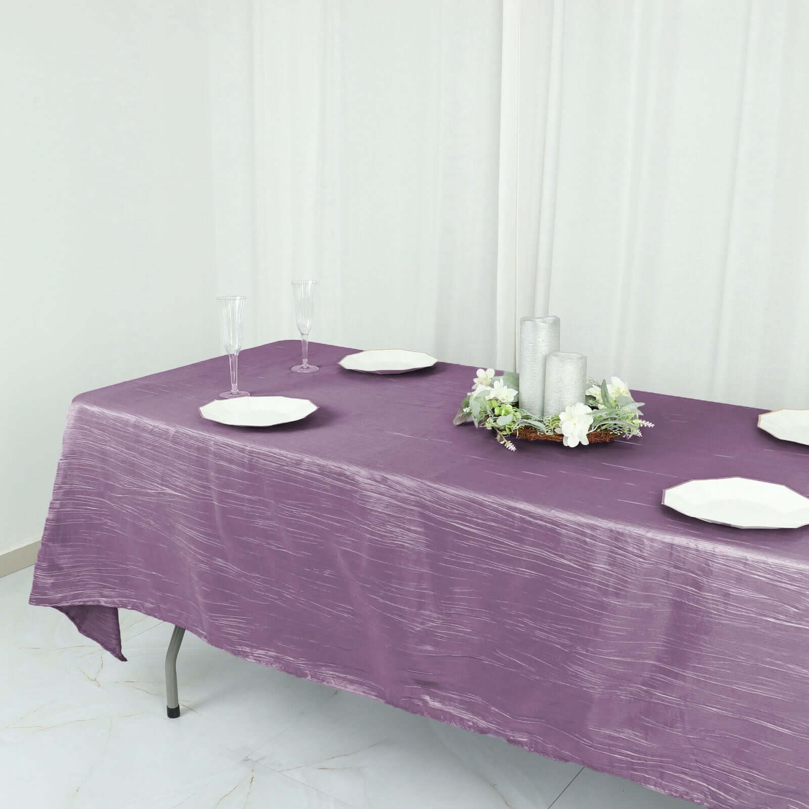 Taffeta 60"x102" Rectangle Tablecloth Violet Amethyst - Accordion Crinkle Table Cover