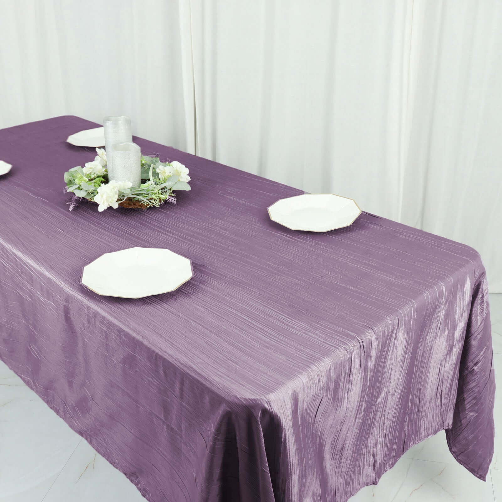 Taffeta 60"x102" Rectangle Tablecloth Violet Amethyst - Accordion Crinkle Table Cover