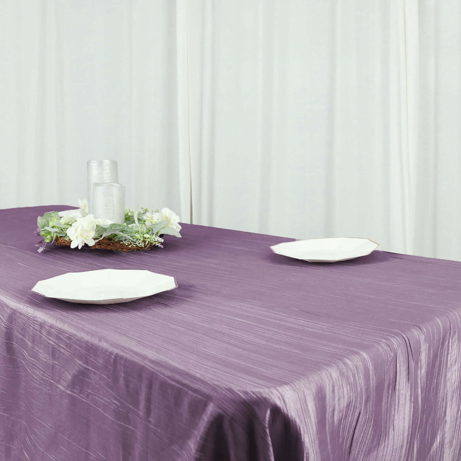 Taffeta 60"x102" Rectangle Tablecloth Violet Amethyst - Accordion Crinkle Table Cover
