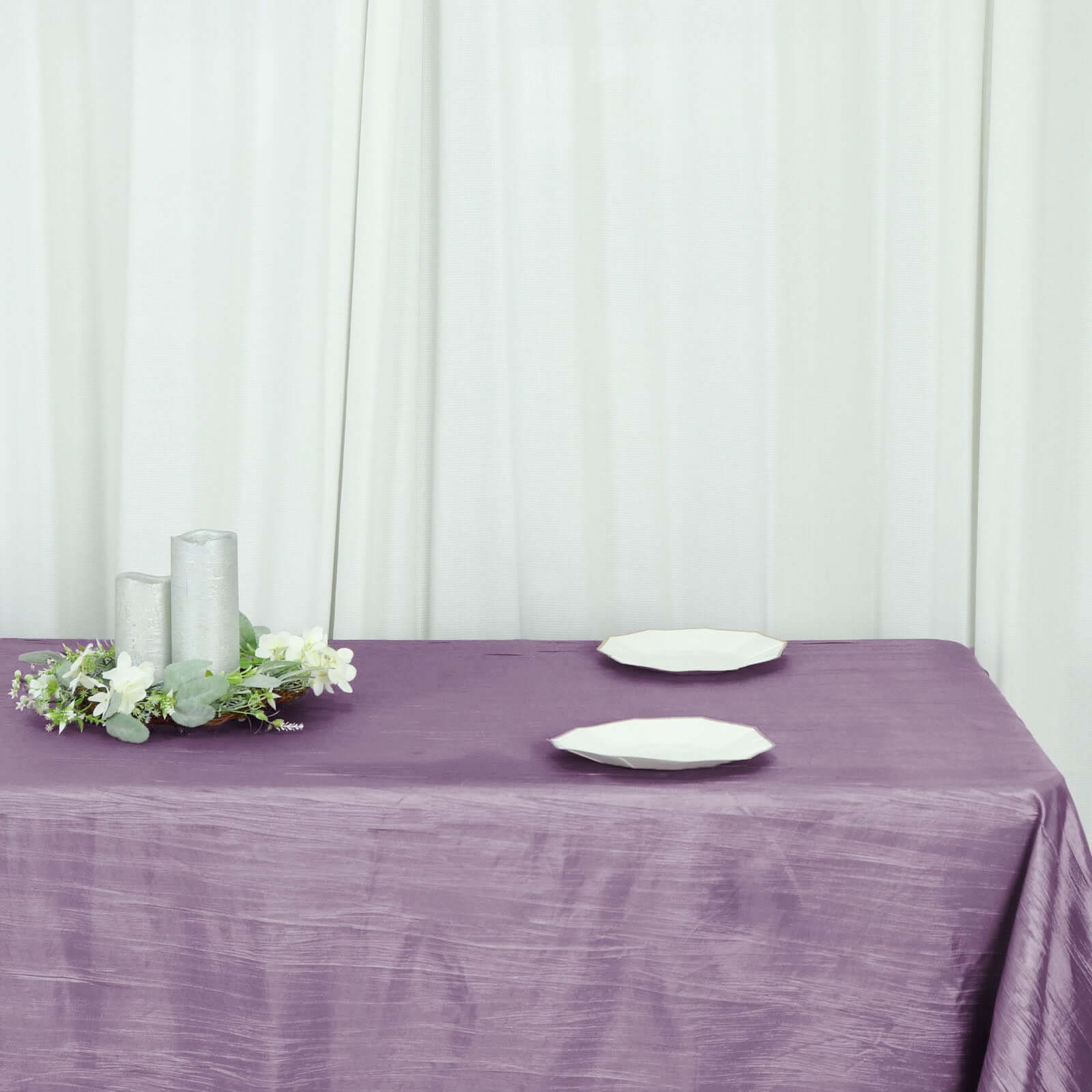 Taffeta 90"x156" Rectangle Tablecloth Violet Amethyst - Accordion Crinkle Seamless Table Cover