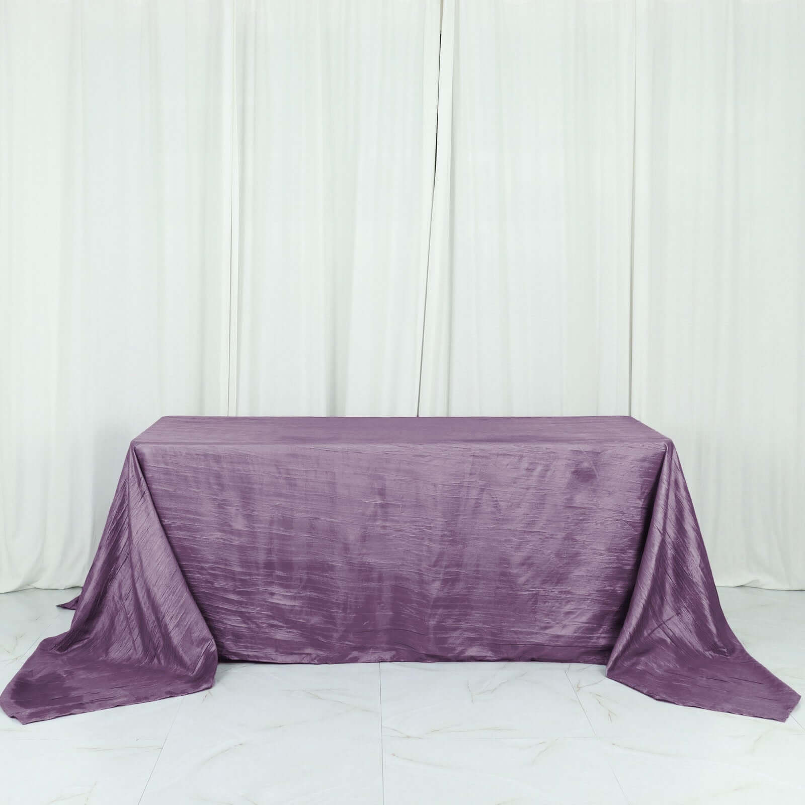 Taffeta 90"x156" Rectangle Tablecloth Violet Amethyst - Accordion Crinkle Seamless Table Cover