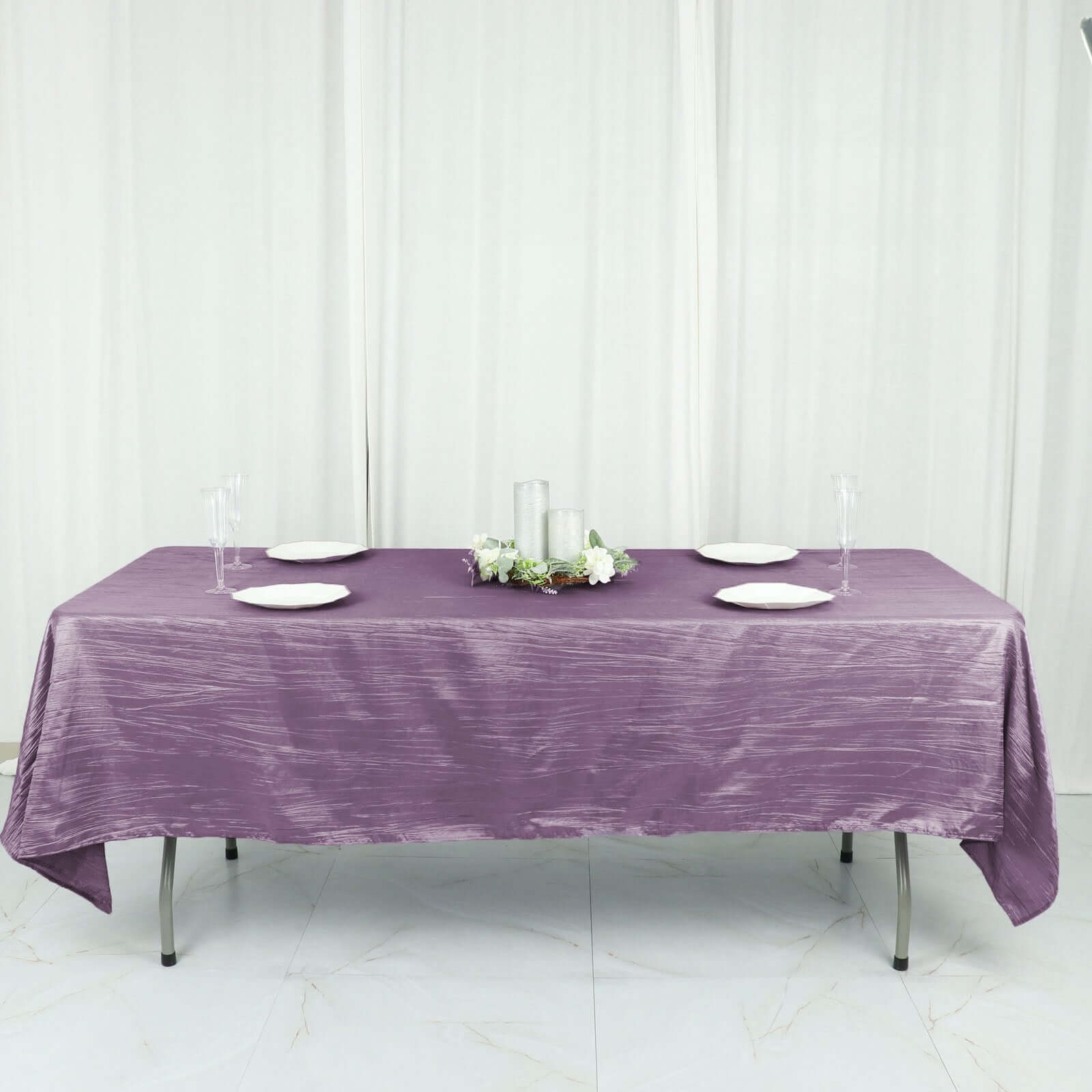 Taffeta 60"x102" Rectangle Tablecloth Violet Amethyst - Accordion Crinkle Table Cover