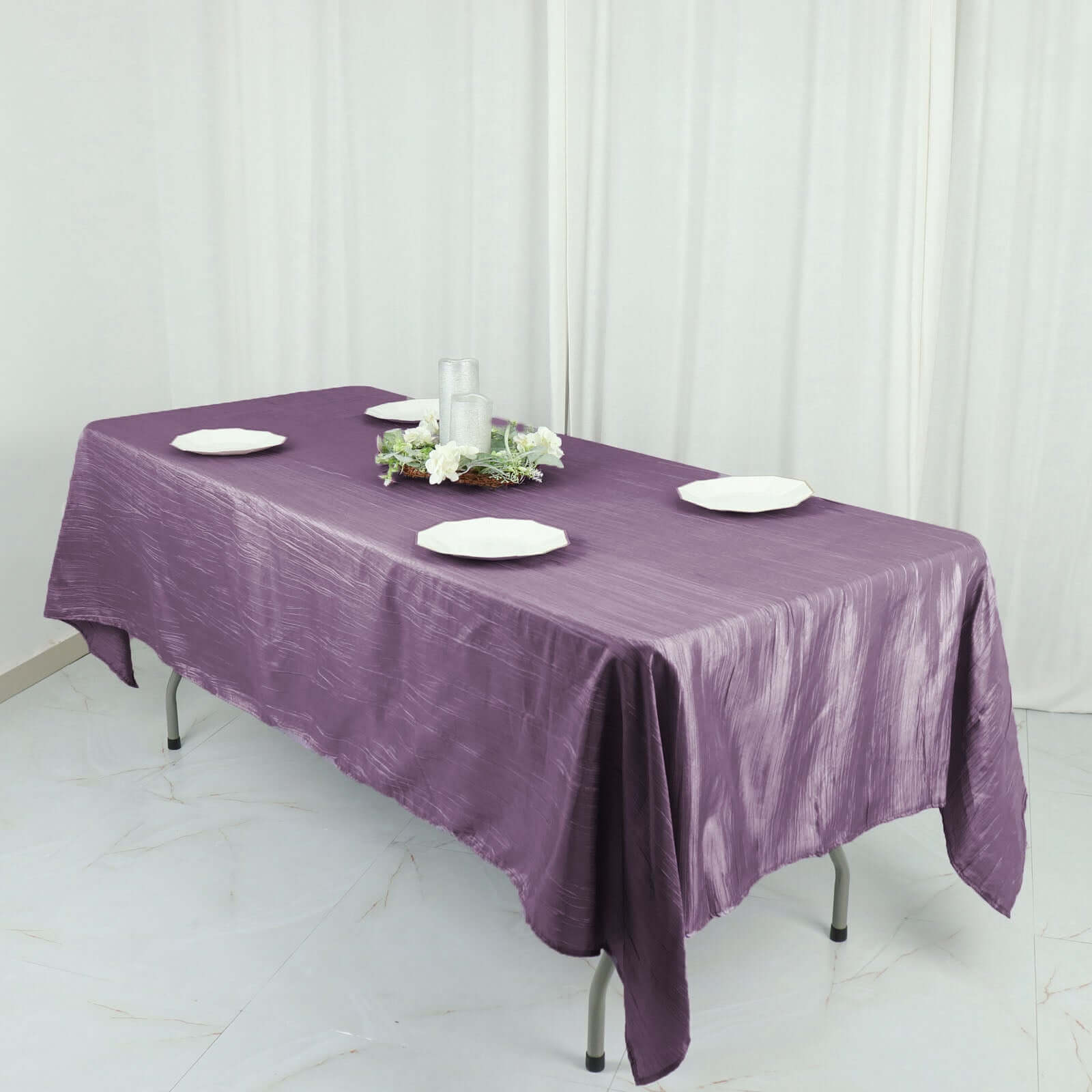Taffeta 60"x102" Rectangle Tablecloth Violet Amethyst - Accordion Crinkle Table Cover