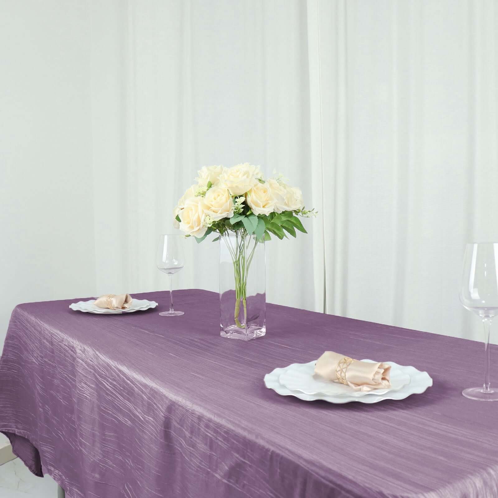 Taffeta 60"x102" Rectangle Tablecloth Violet Amethyst - Accordion Crinkle Table Cover