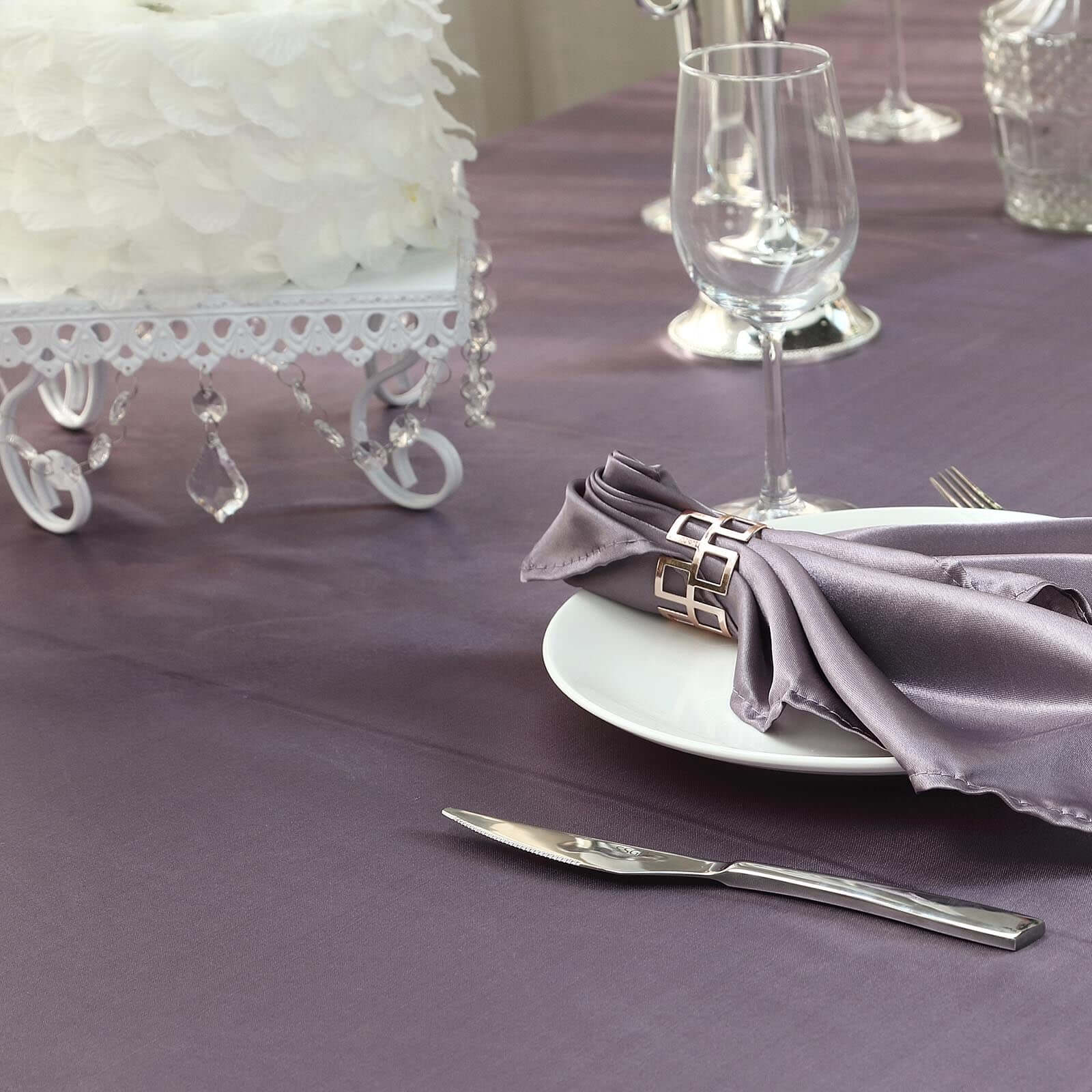 Satin Rectangular 60"x102" Tablecloth Violet Amethyst - Smooth and Lustrous Table Cover
