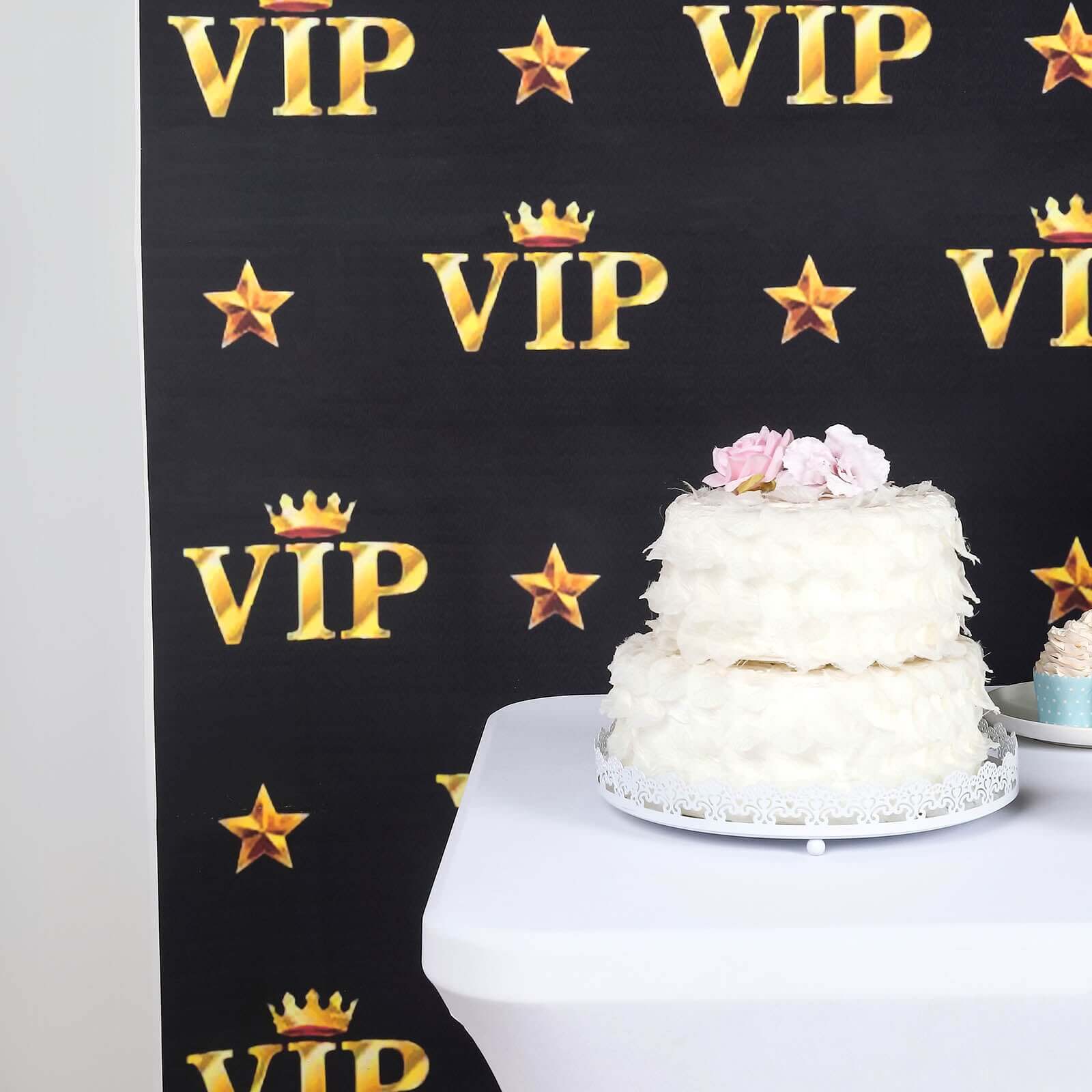 8ftx8ft VIP Red Carpet Event Gold Crown Star Hollywood Vinyl Photography Backdrop - Black Gold