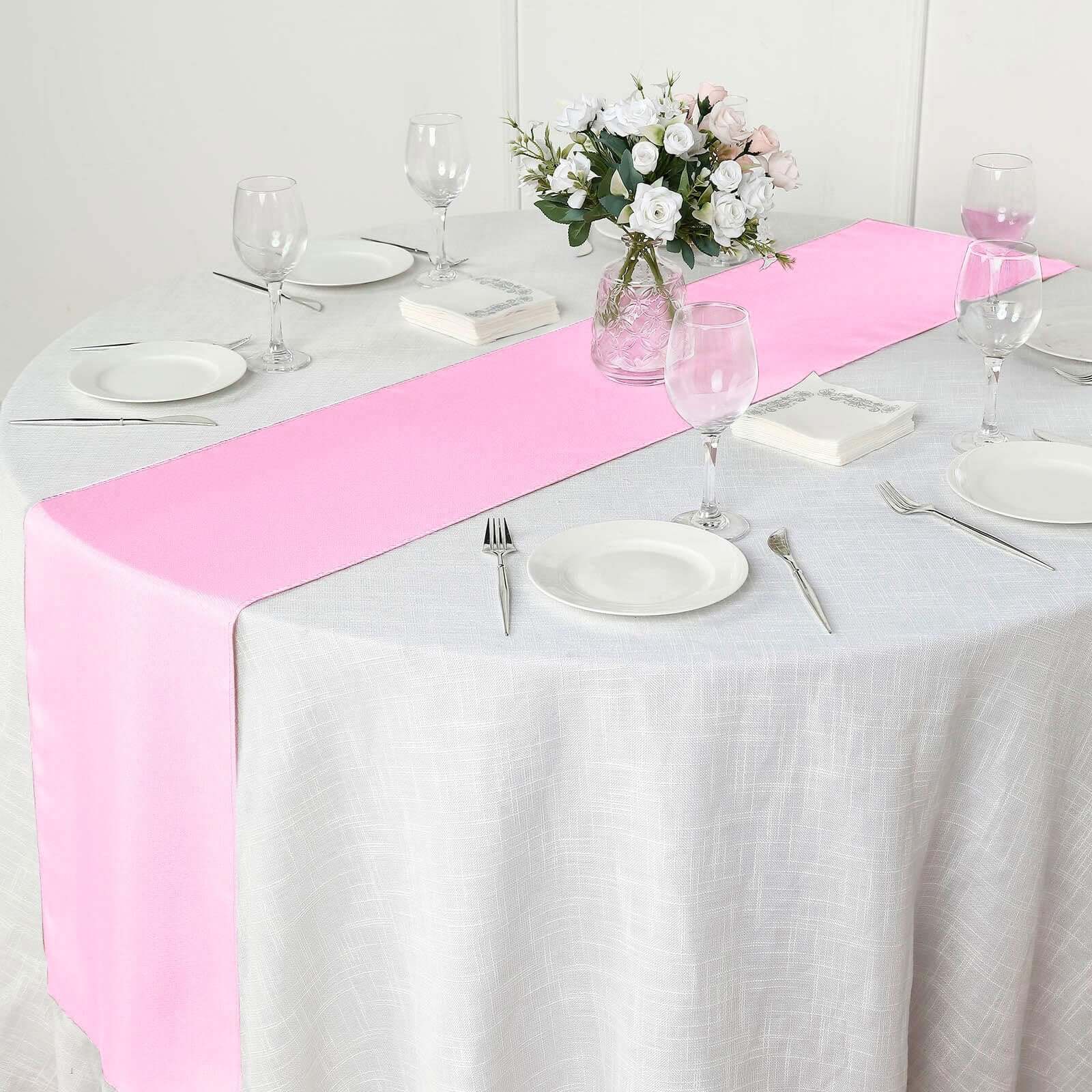 Polyester 12"x108" Table Runner Pink - Durable & Wrinkle-Resistant Table Decor