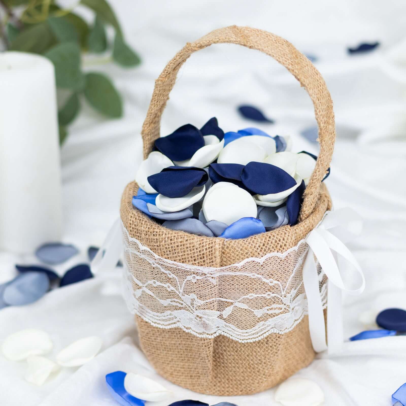 400-Pack Rose Petals Life-Like Flower Confetti Dusty Blue Mix Matte Silk Round - Decorative Event Table Scatters 2"