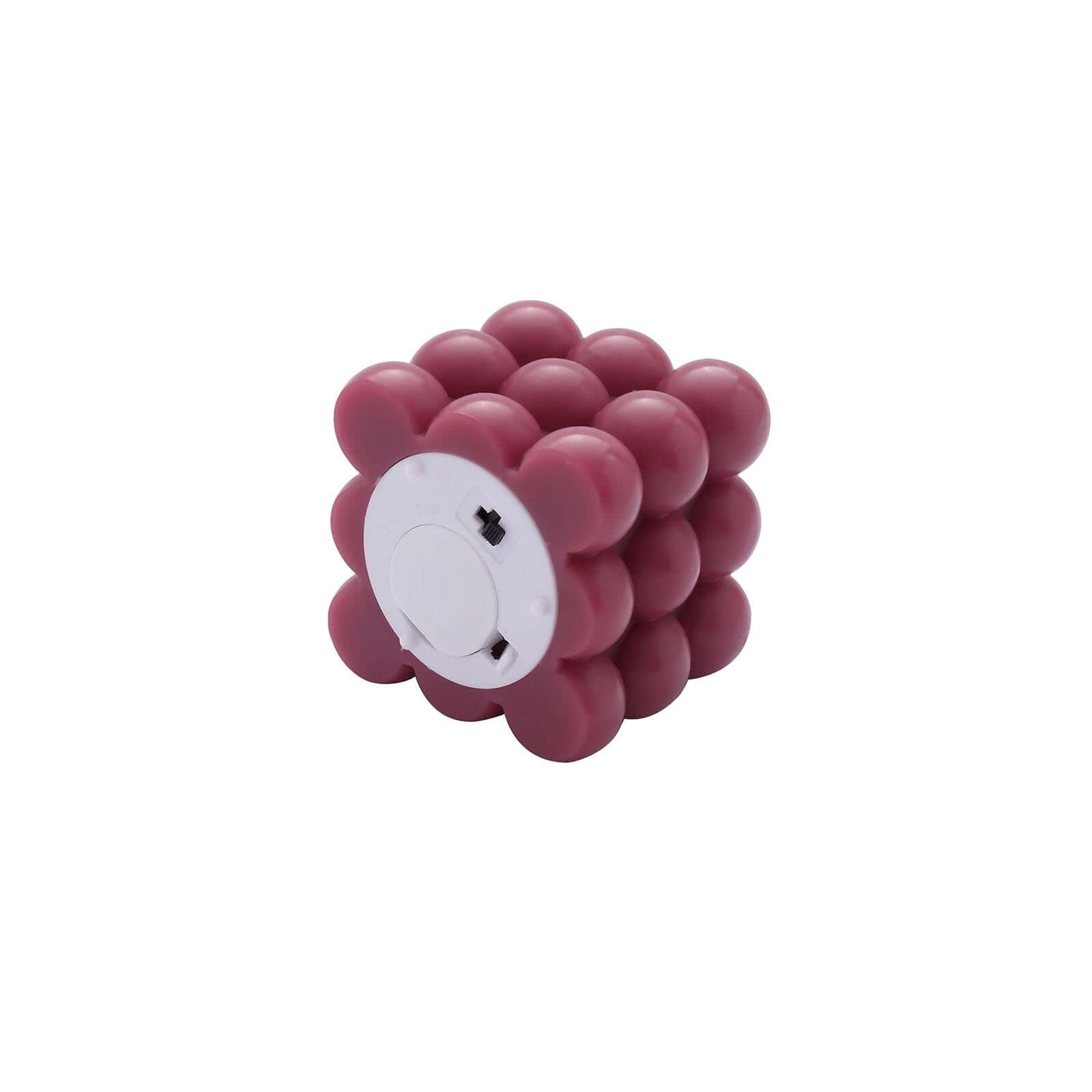 2-Pack LED Flameless Cube Candles Flickering Warm White Burgundy - Battery Operated Bubble Design 2"