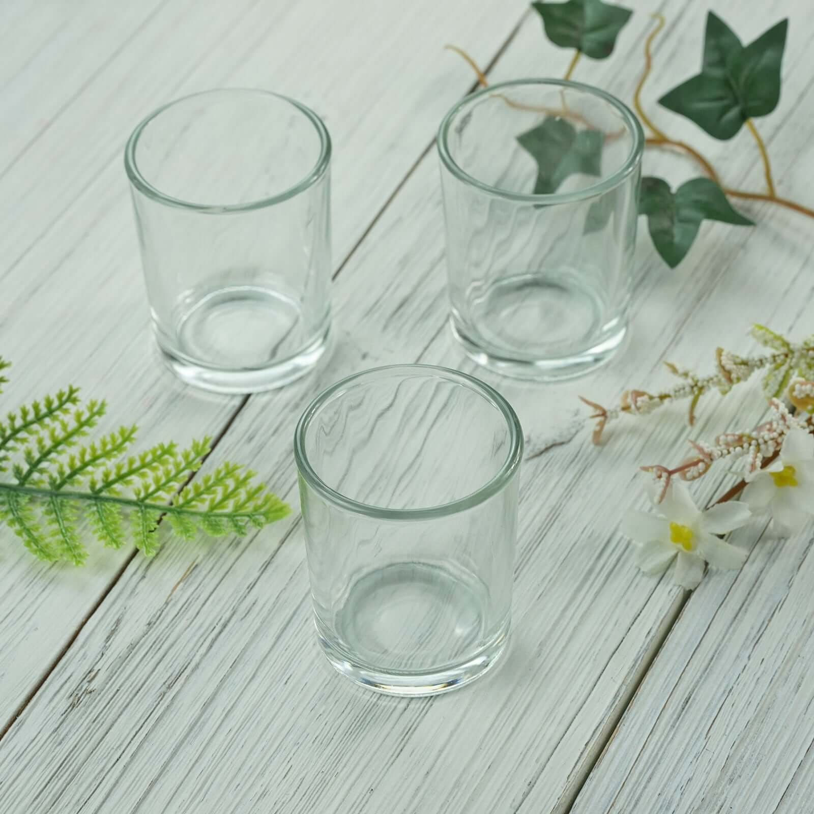 12-Pack Glass Votive Candle Holders Clear - Tealight Holder Set for Weddings and Events 2.5"
