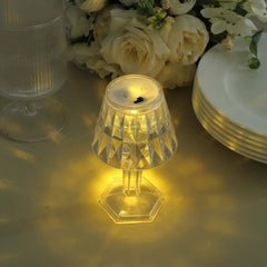 6-Pack Clear Crystal Acrylic LED Lamps Warm White Decorative Design - Accent Night Lights 4.5"
