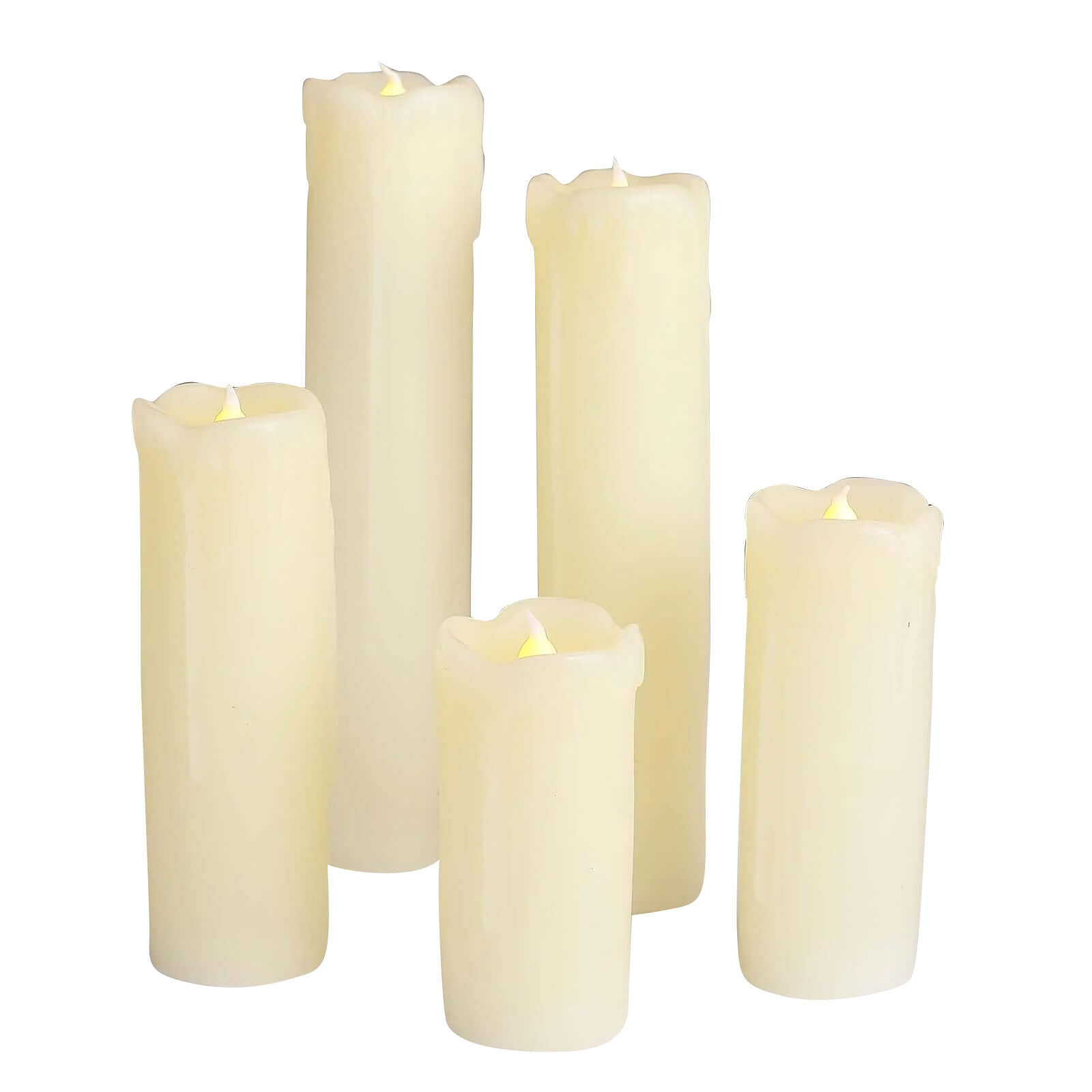 Set of 6 LED Flameless Luminaria Candles Drip Wax Ivory - Battery Operated Pillar Lighting