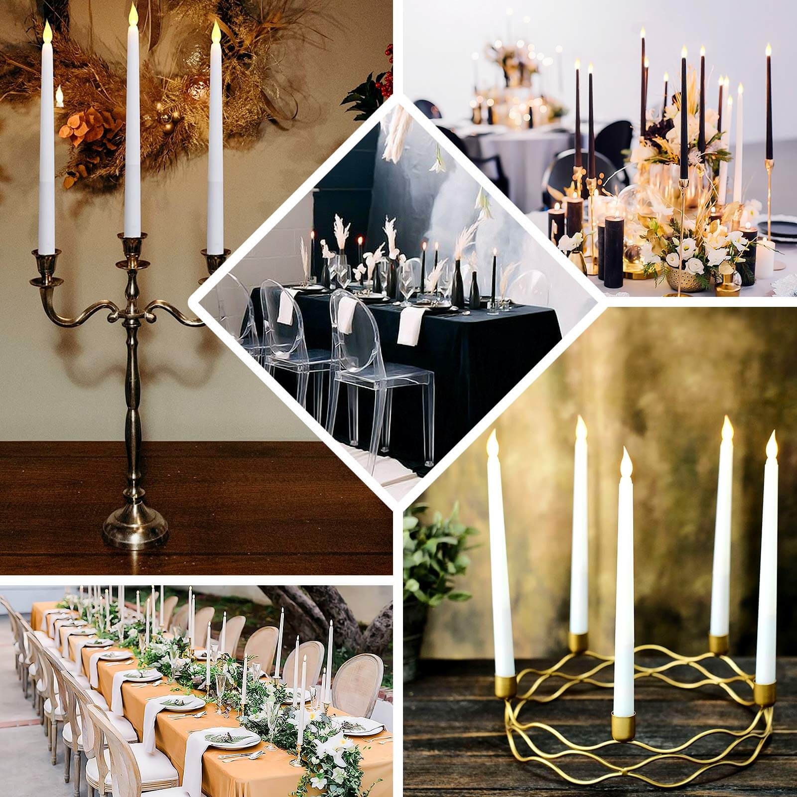 8-Pack LED Flickering Lighting Mixed Natural - Flameless Battery Operated Taper Candles 11"