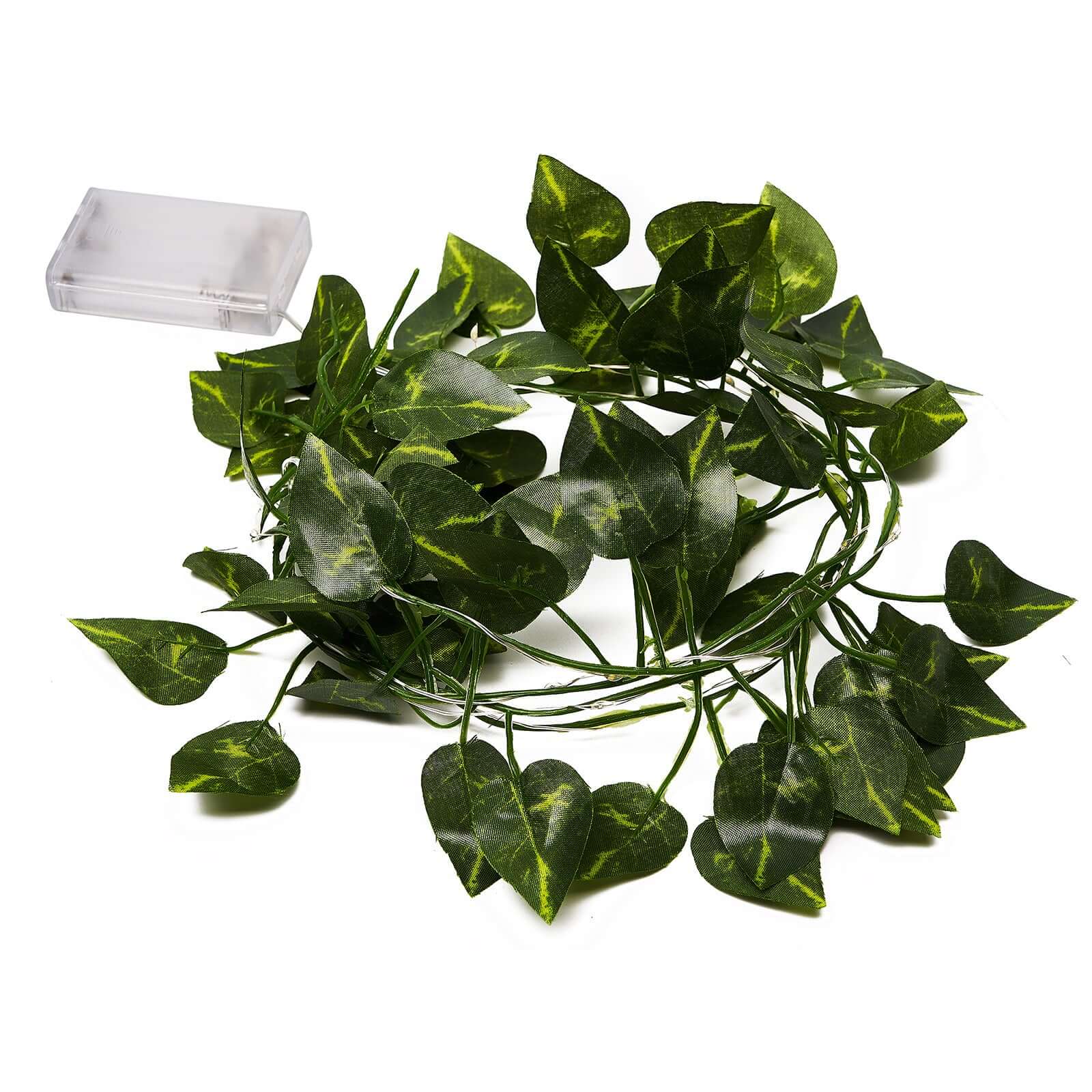 7ft Warm White 20 LED Green Leaf Garland Vine Lights, Battery Operated Artificial Arrowroot String Lights