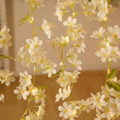 2-Pack Garland String Lights Jasmine Silk Flower Design White Warm White - Battery Operated Hanging Décor 6ft