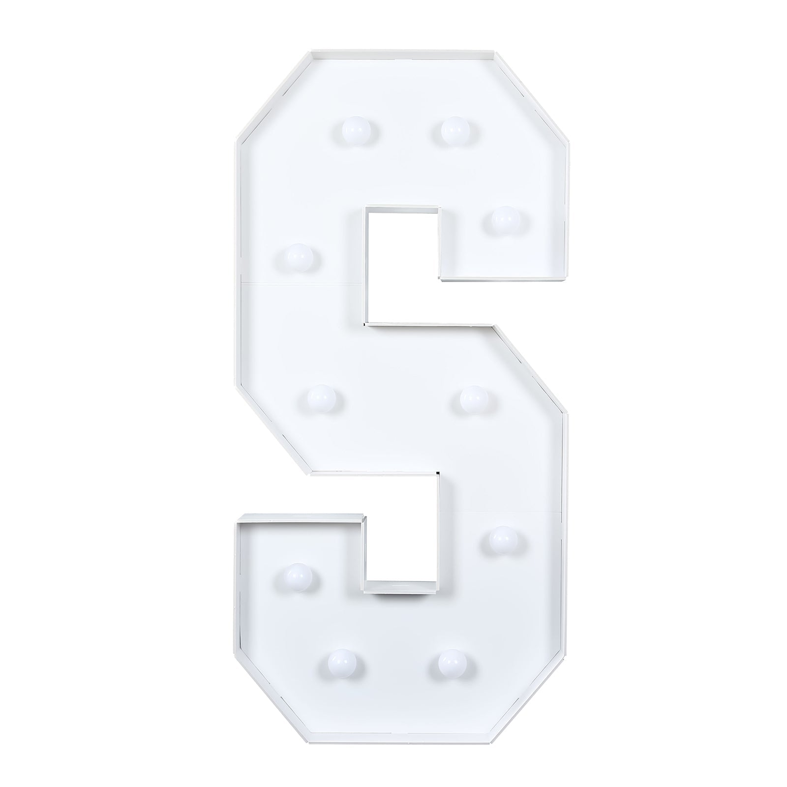 Giant LED Marquee Light Up Letter "S", White 4ft Pre-Cut Foam Board with 10 Warm White Battery Operated LEDs, Glue Gun and Sticks