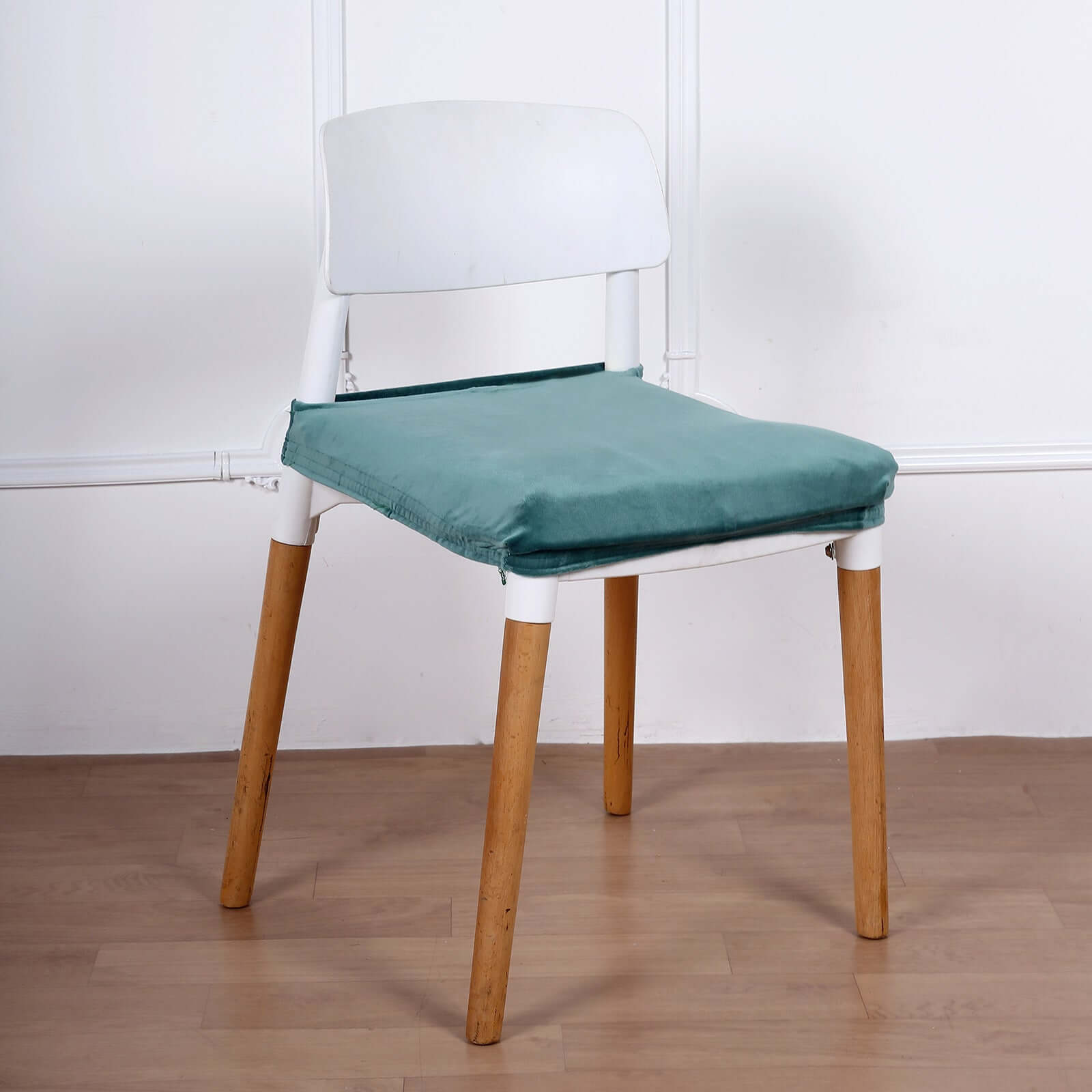 Velvet Chair Cushion Protector Stretch with Tie for Dining Chairs Teal - Durable Cover for Formal Gatherings