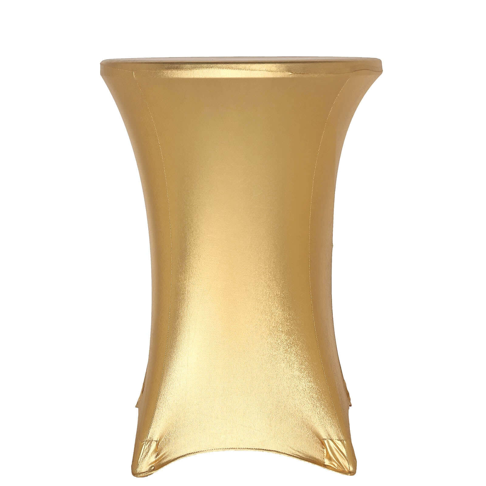 Metallic Spandex 32" Fitted Round Cocktail Table Cover Gold Highboy Tablecloth - Stretch Fit & Water-Resistant for Stylish Decor