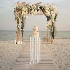Acrylic Flower Pedestal Vase Pillar Stand with Crystal Beads Clear - Stylish Wedding Floor Centerpiece 40"