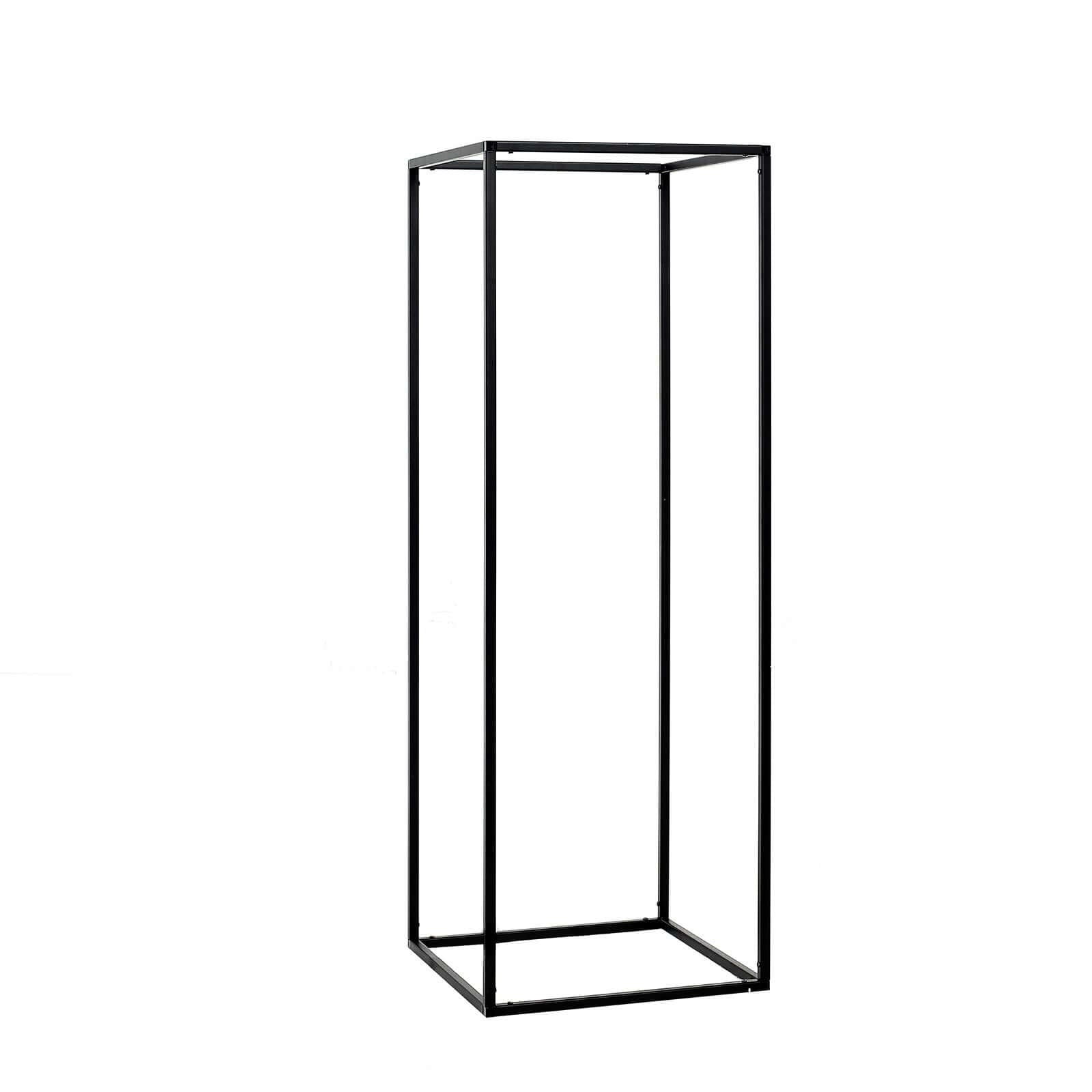 2-Pack Wedding Flower Stand Black Metal Geometric Column Frame Rectangular - Versatile Floral Pedestal for Sophisticated Arrangements 32"