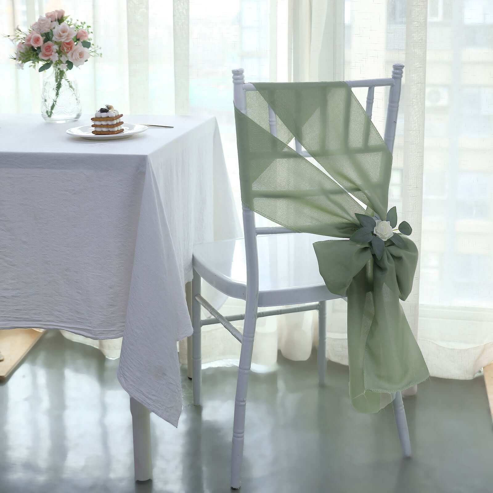 5 Pack Polyester Chair Sashes Dusty Sage Green 6"x108"