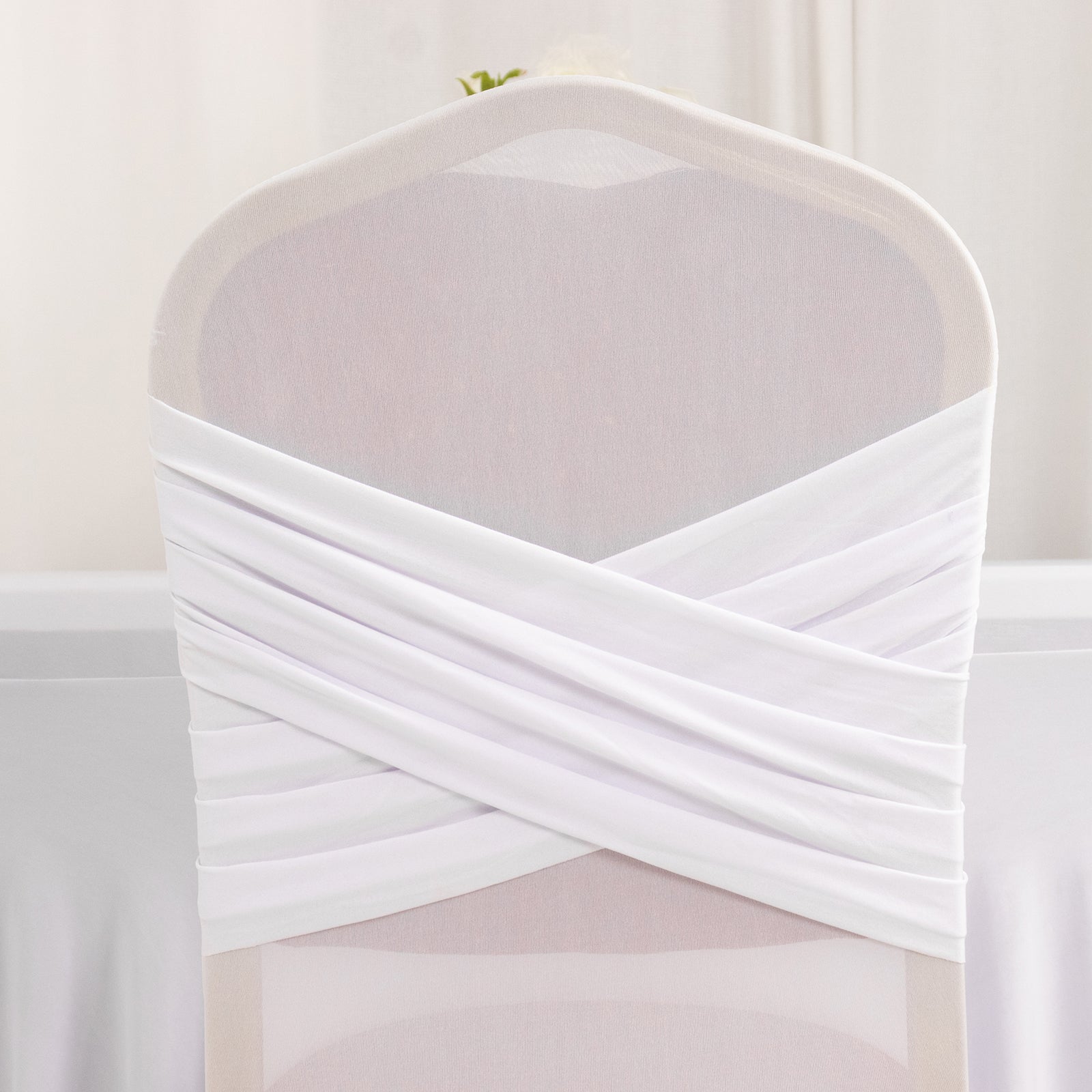 Spandex Chair Cover Madrid Style for Banquet Chairs White - Stylish Stretch 180GSM Fitted Slipcover for Weddings