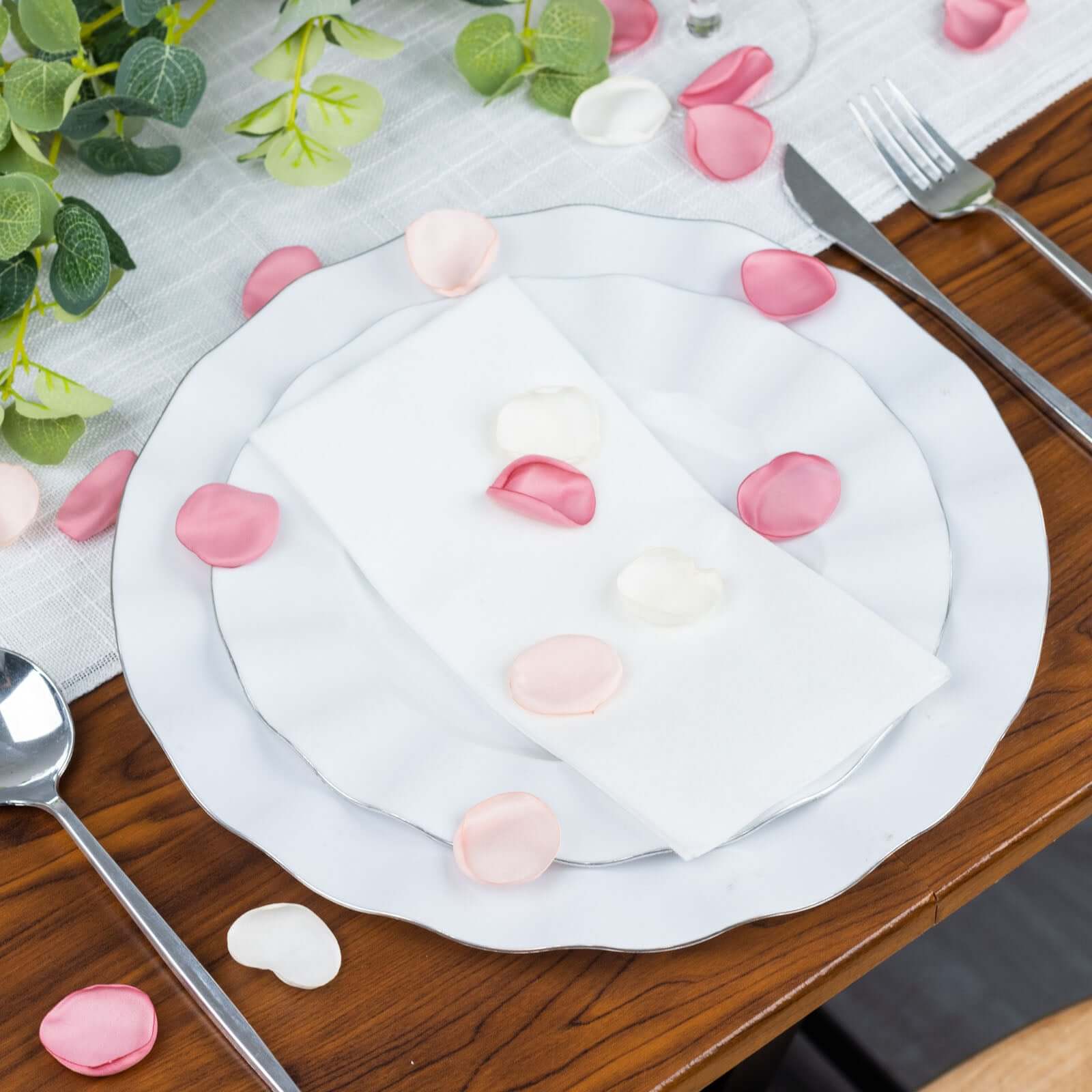 400-Pack Rose Petals Life-Like Flower Confetti Blush Mix Matte Silk Round - Decorative Event Table Scatters 2"