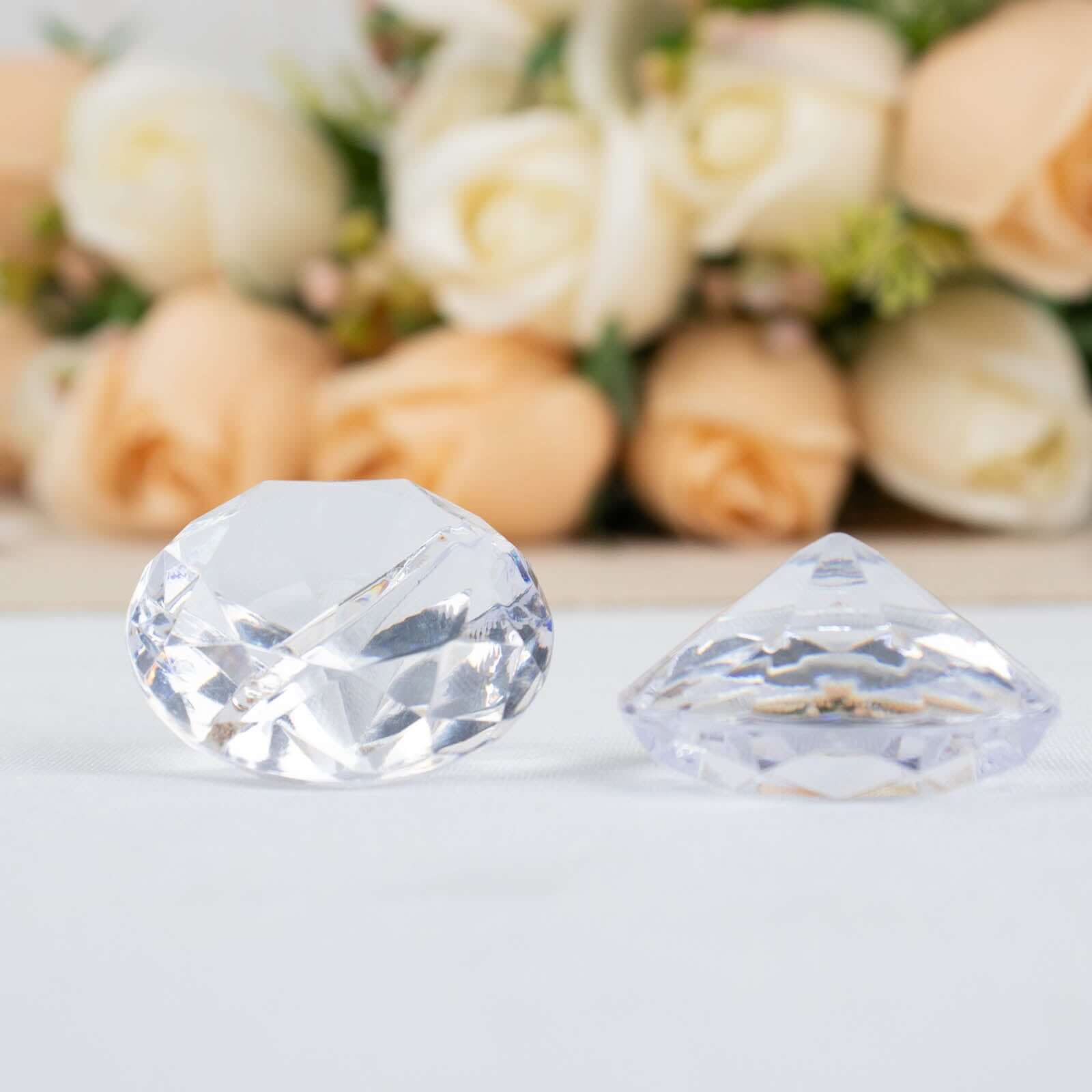11-Pack Plastic Card Holder Stands Diamond Shaped Design Clear Crystal - Wedding Table Place Card Decorations 1.75"