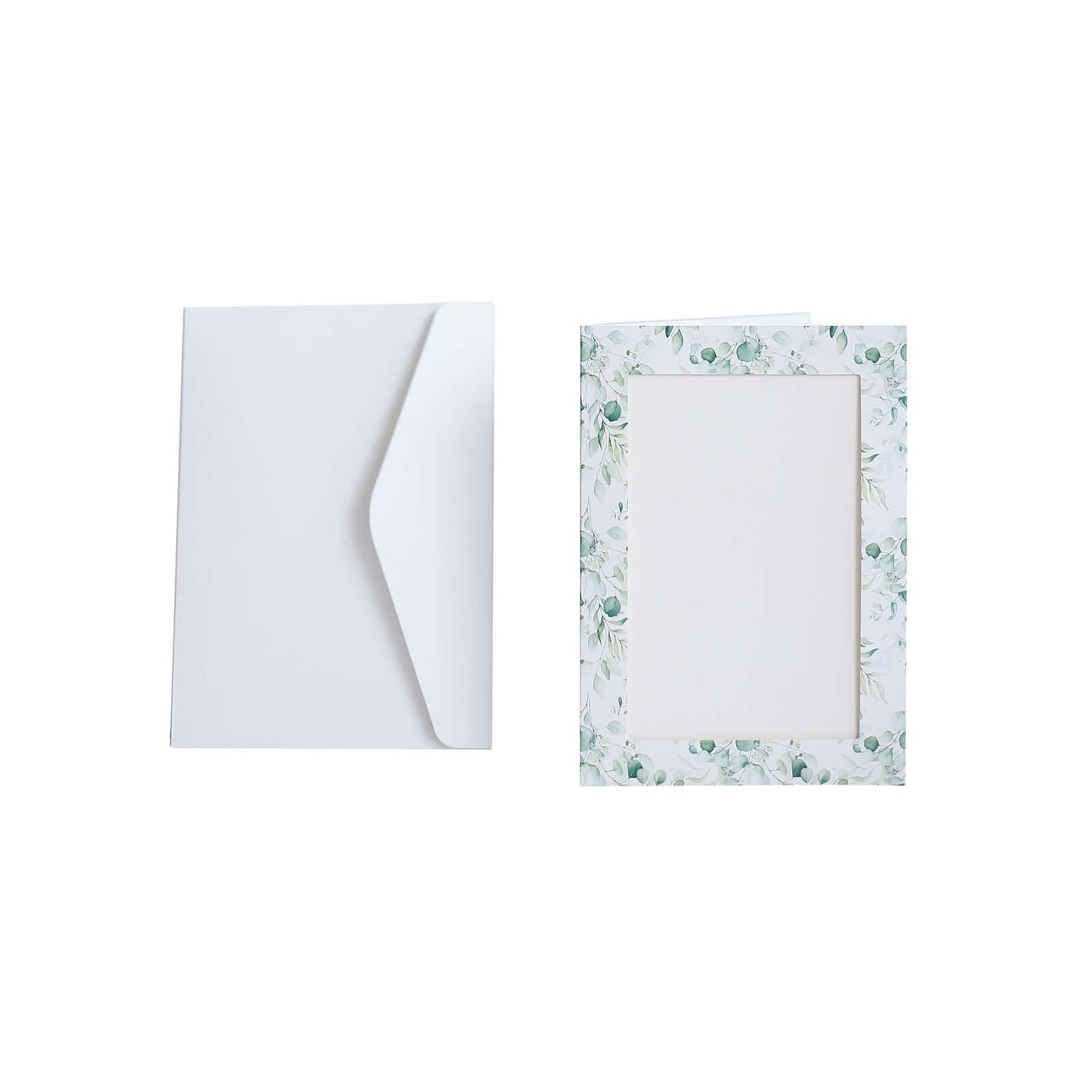 25-Pack Thank You Cards White Green Eucalyptus Leaves Design with Envelopes - Picture Insert Invitation Cards for Parties & Milestones 3.5"x5.5"