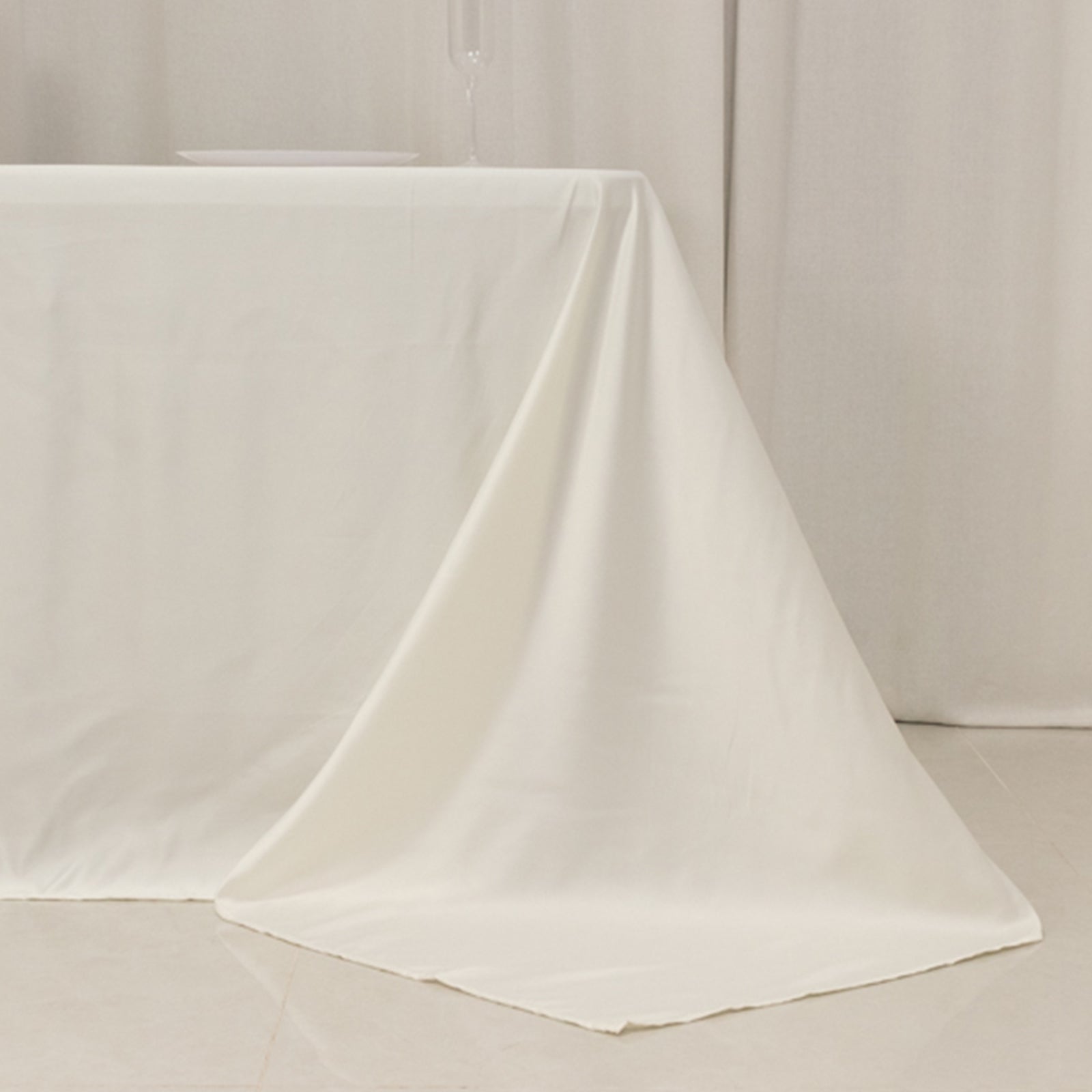 Lamour Satin 90"x132" Rectangle Tablecloth Ivory - Soft & Silk-Like Seamless Table Cover