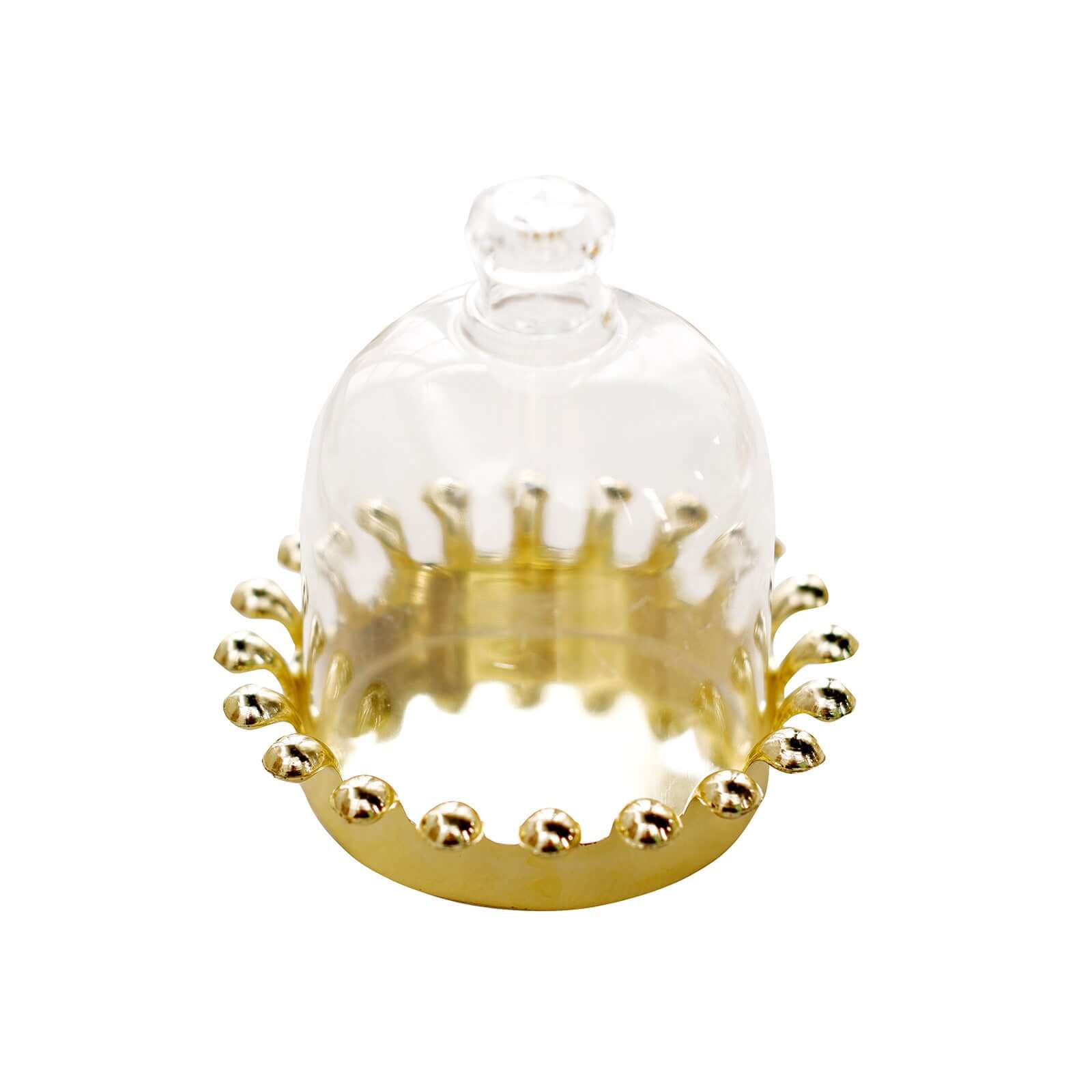12 Pack 4" Clear Gold Mini Crown Treats Party Favor Boxes, Small Treats Jar Party Favor Boxes With Dome Lid