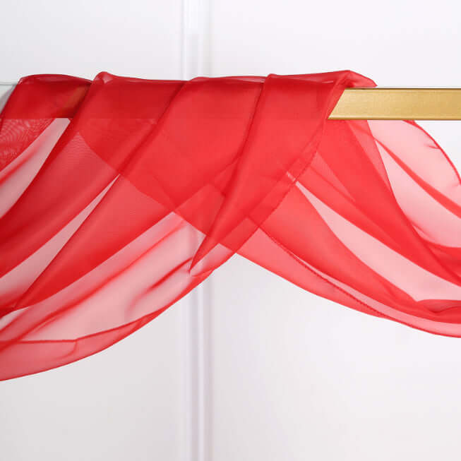 18ft Red Sheer Organza Wedding Arch Drapery Fabric, Window Scarf Valance